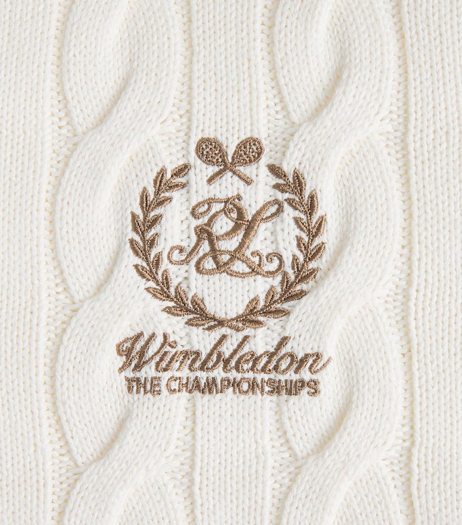 Ralph Lauren Purple Label Mens x Wimbledon Cotton-Blend Cable-Knit Polo Shirt Cream Image 6