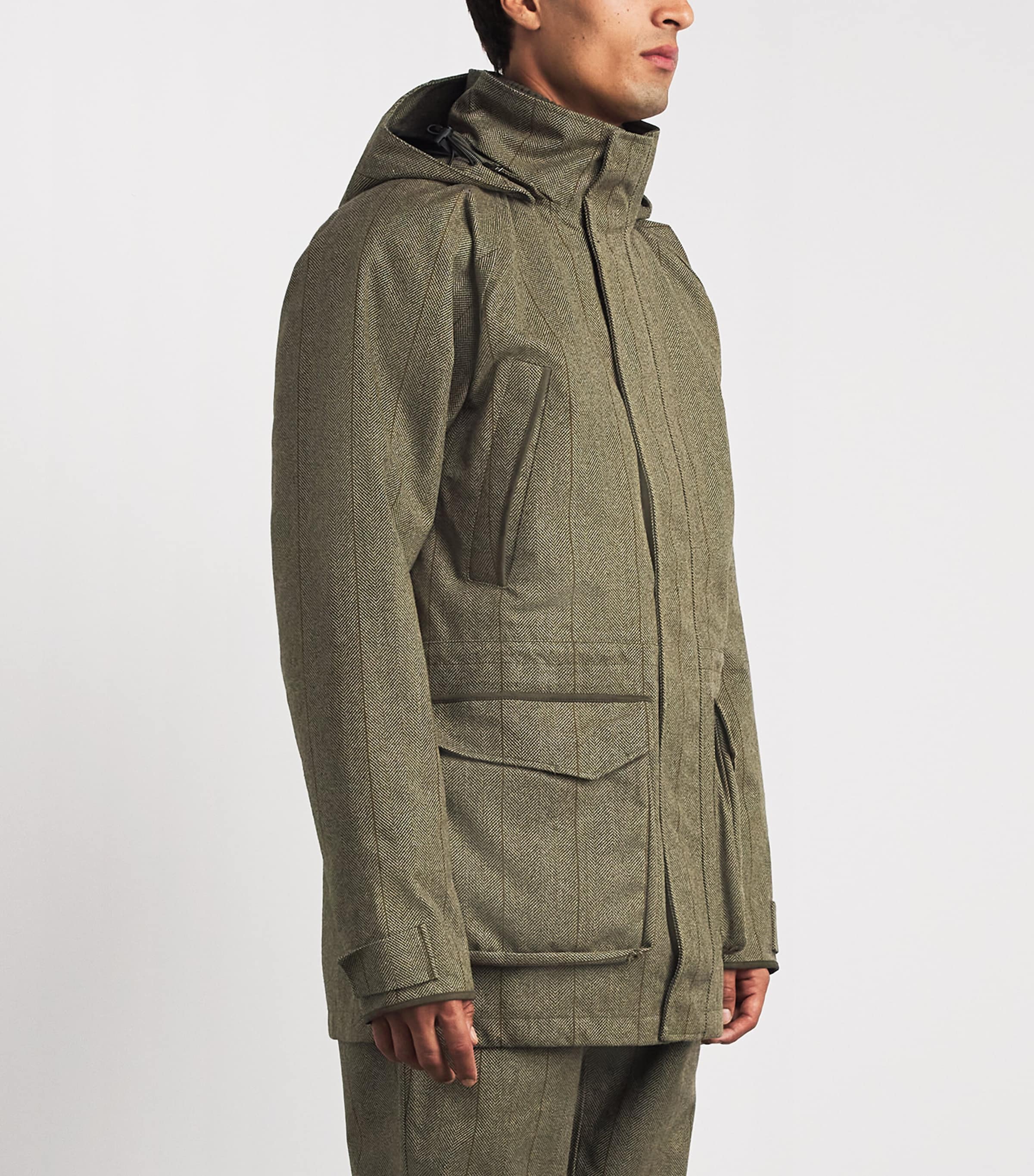 Purdey Mens Tweed Stripe Yorkshire Field Coat Cairn Tweed Image 4
