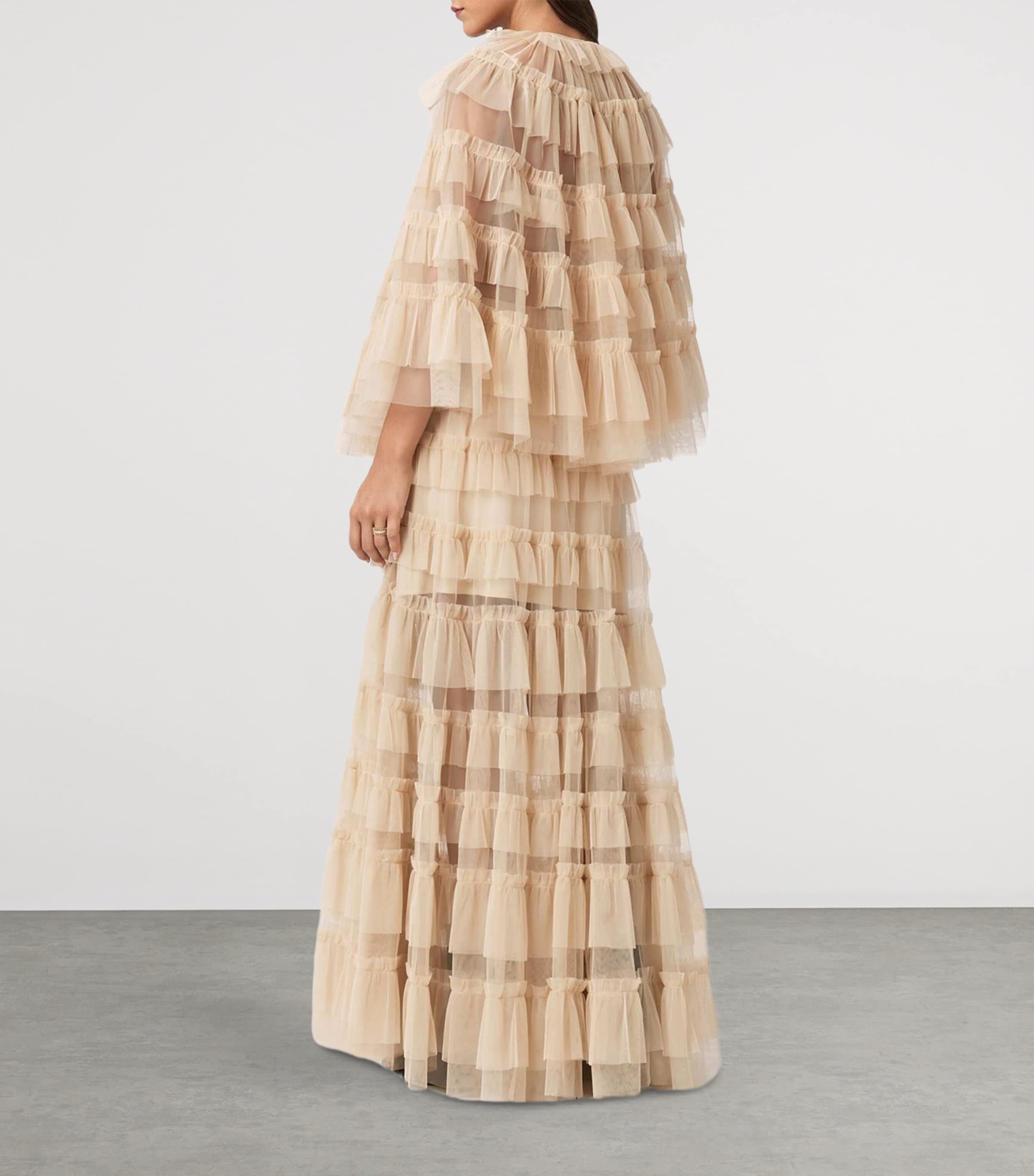 Tulle Ruffled Aude Maxi Skirt BLUSH PINK Image 4