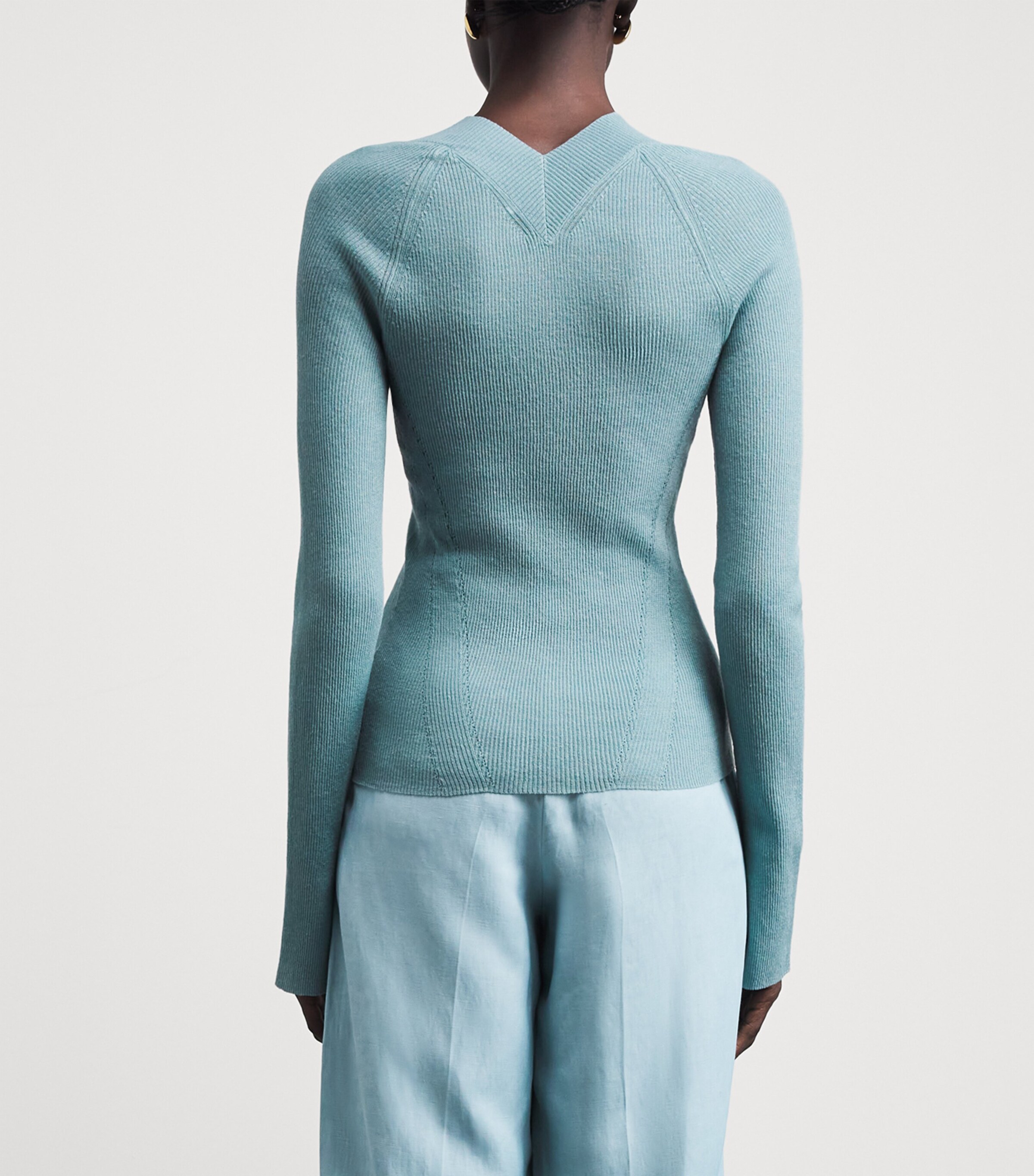 Joseph Womens Rib-Knit Harti Sweater Chambray Image 5