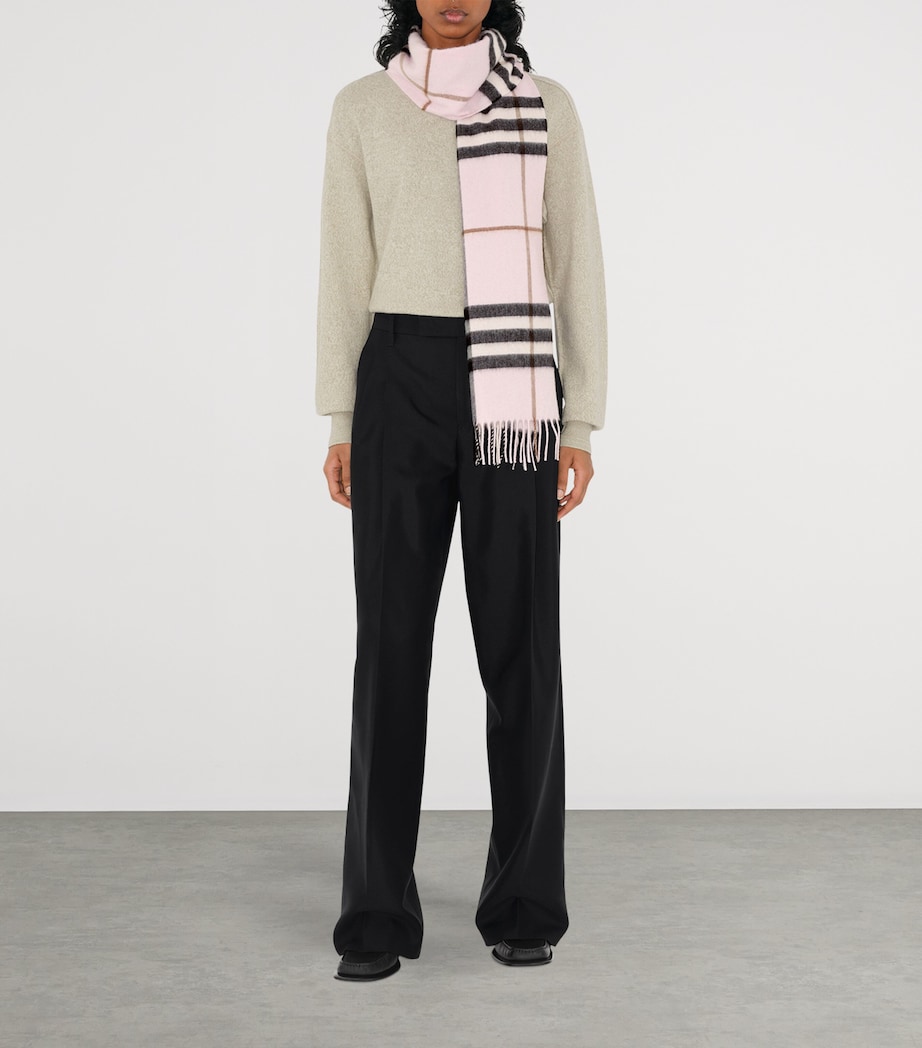 Cashmere Check Scarf PALE CANDY PINK Image 3