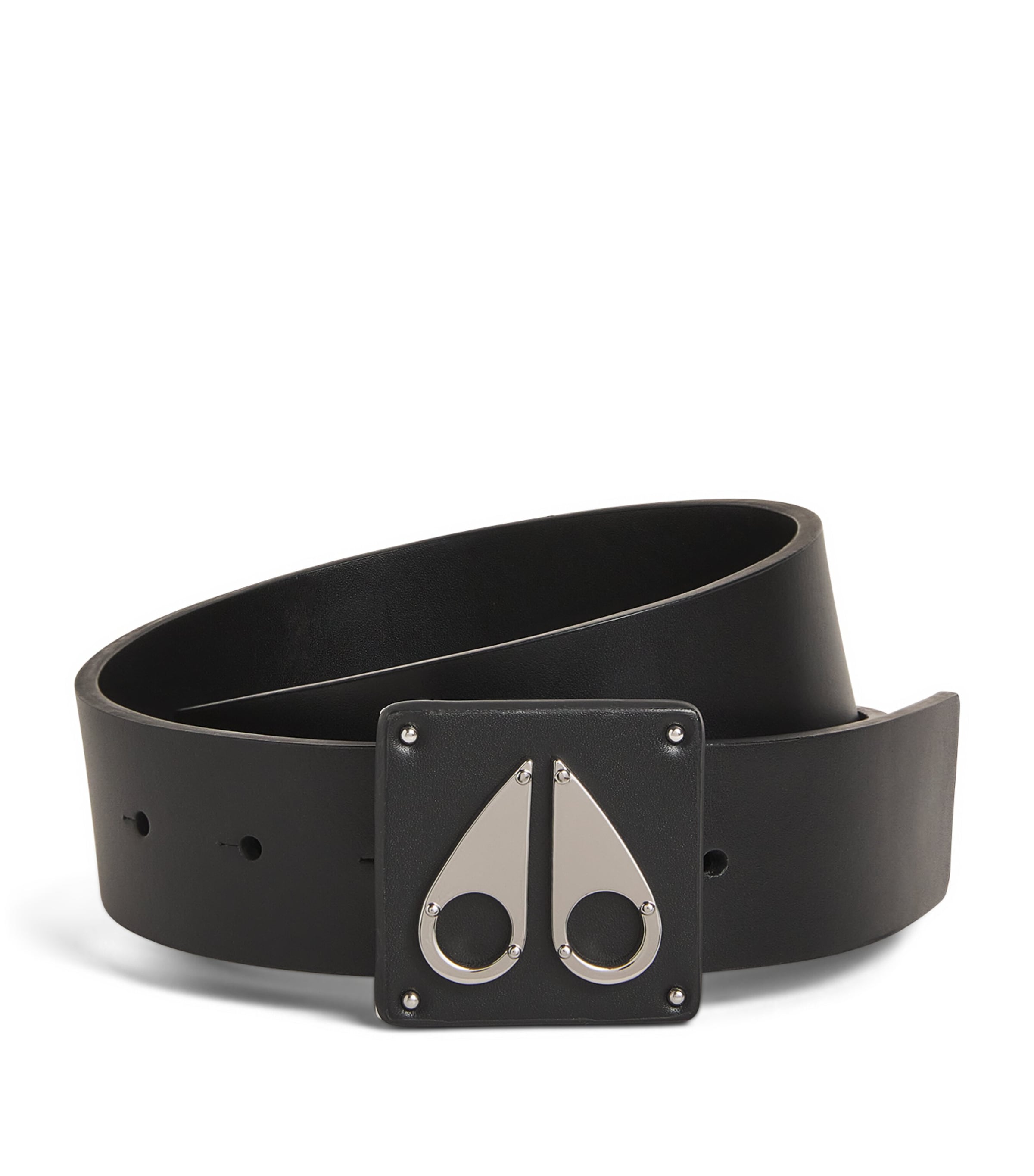 Shop Moose Knuckles Leather Logo Belt In Black