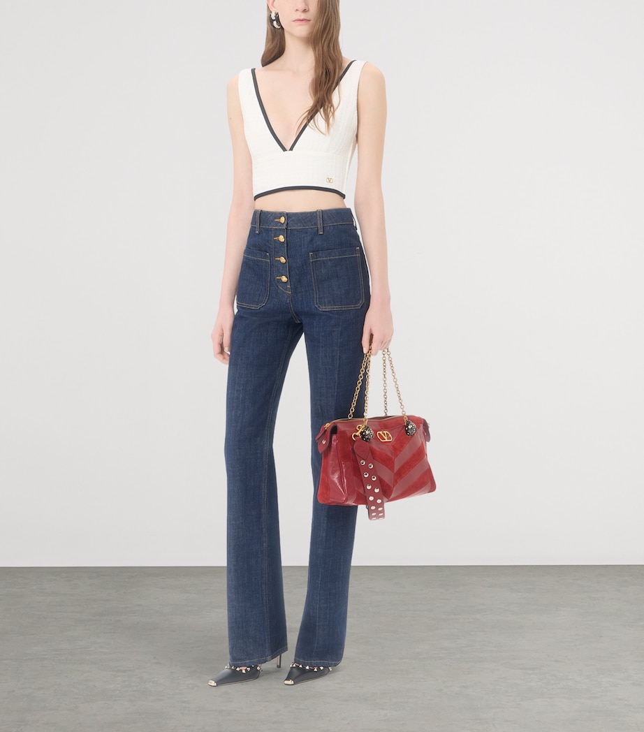 Valentino Womens Patch Pocket High-Rise Jeans Image 2