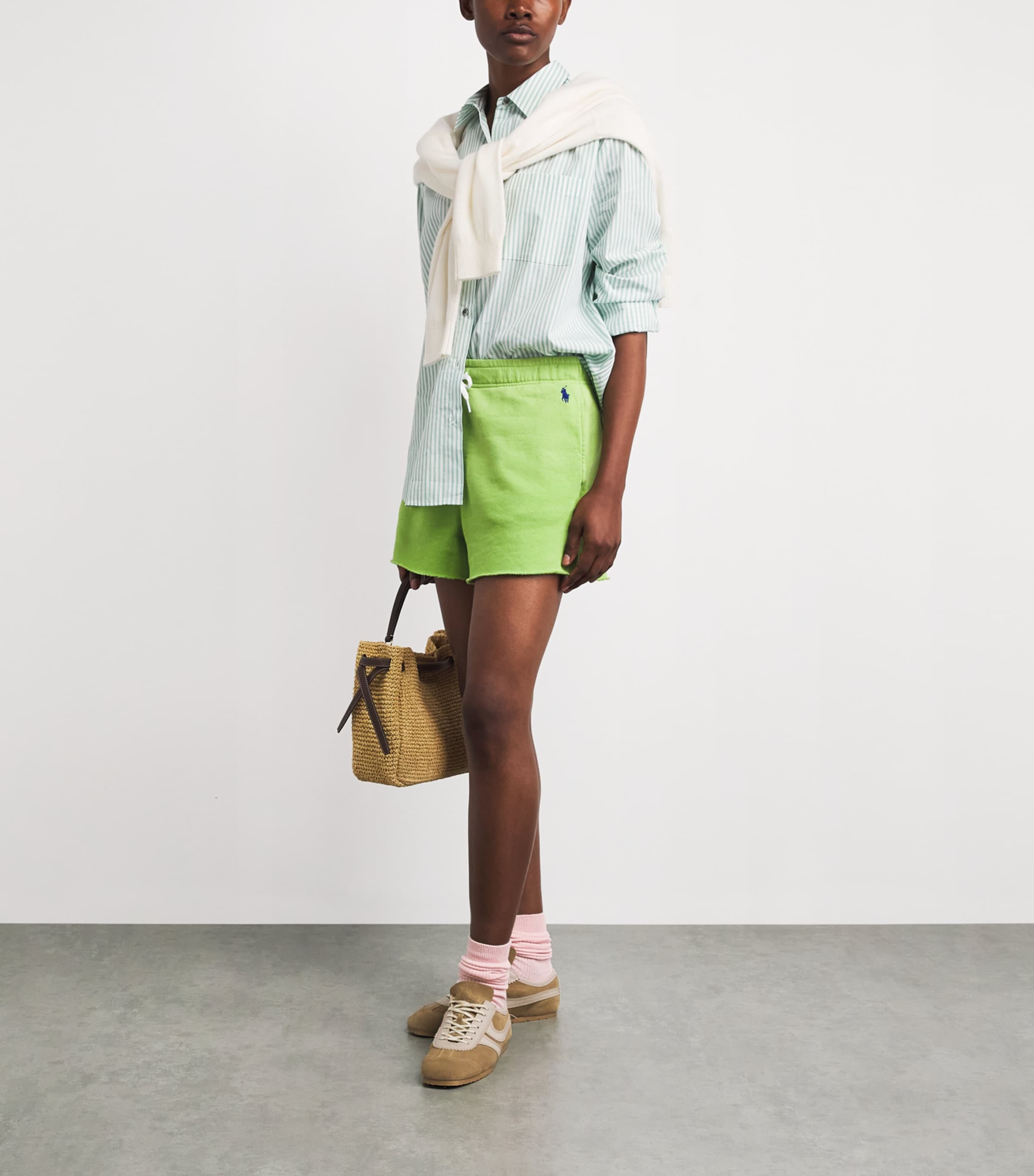 Polo Ralph Lauren Womens Fleece Cut-Off Shorts Parakeet Green Image 2