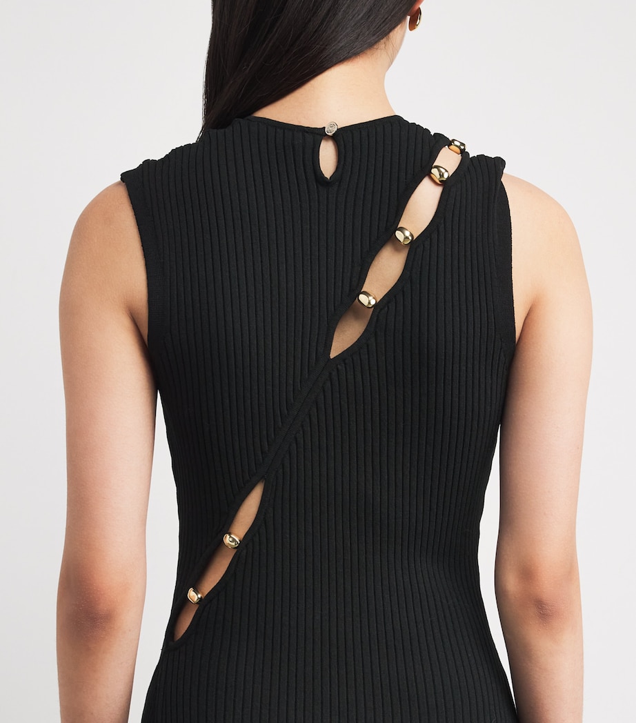 Rib-Knit Cutaway Maxi Dress BLACK Image 6