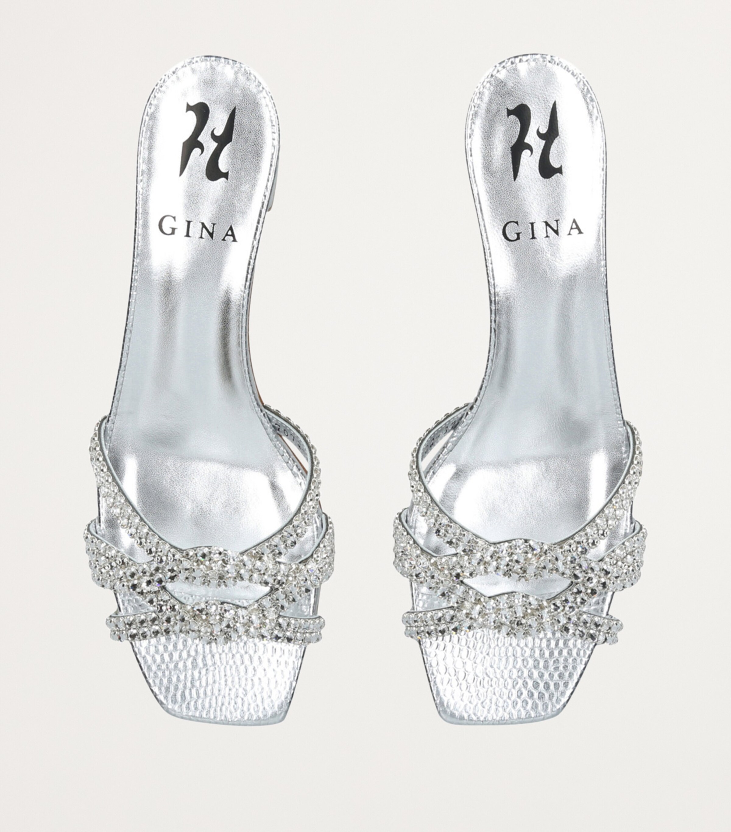 Gina Leather Taylor Heeled Mules 35 Silver Image 4