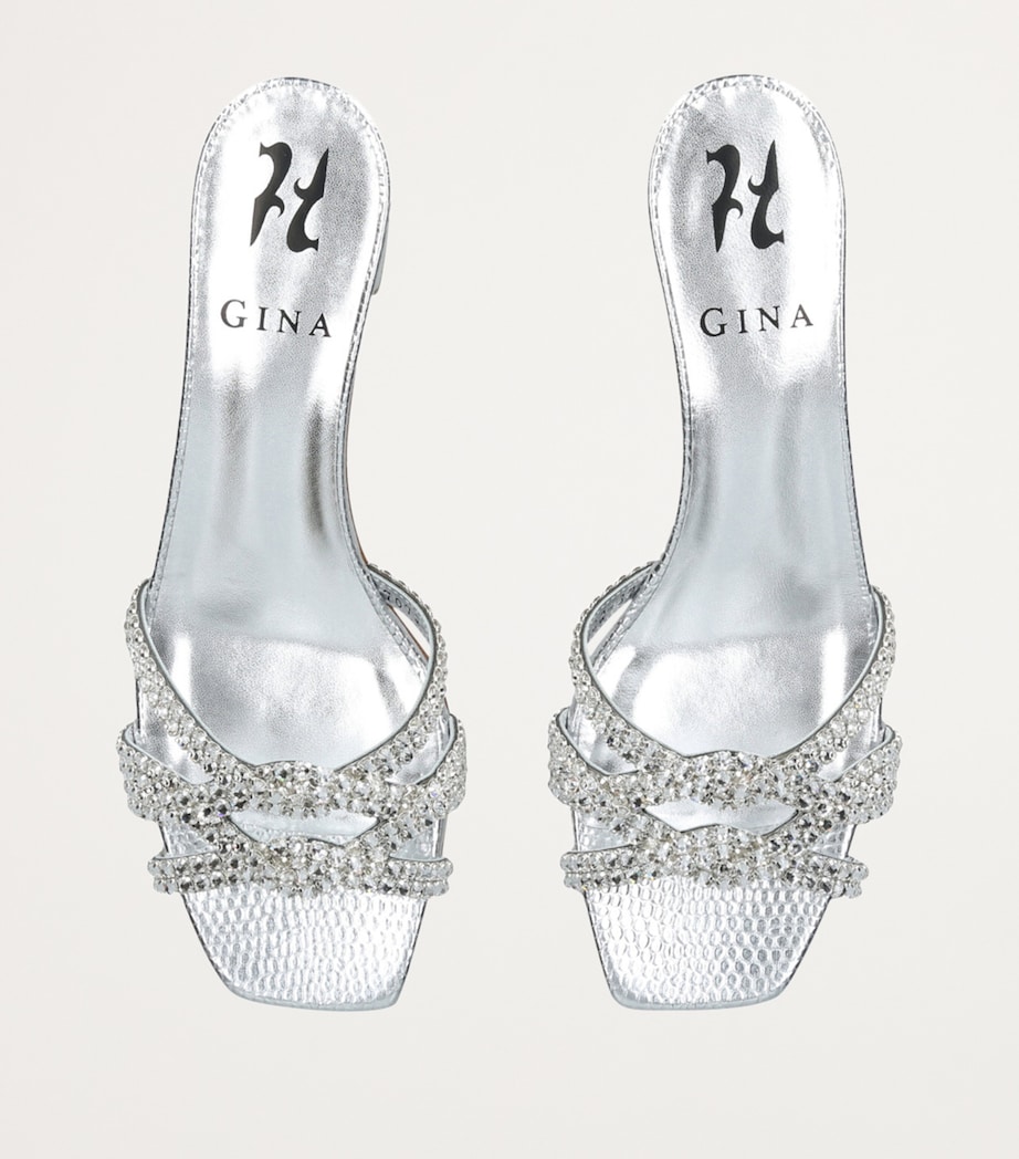 Gina Leather Taylor Heeled Mules 35 Silver Image 4