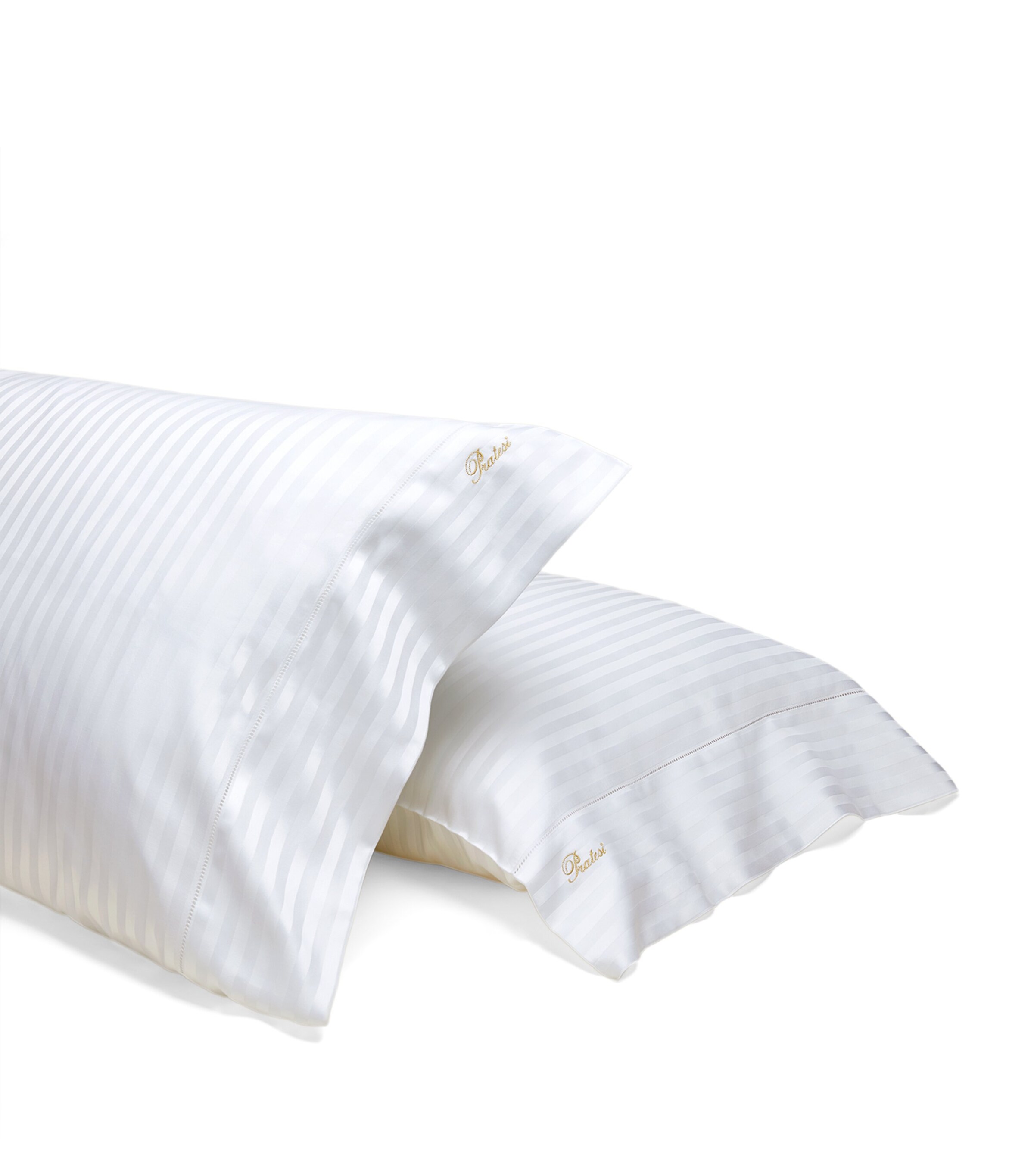 Pratesi Raso Rigato Bolster Pillowcase (13cm x 41cm) White Image 2