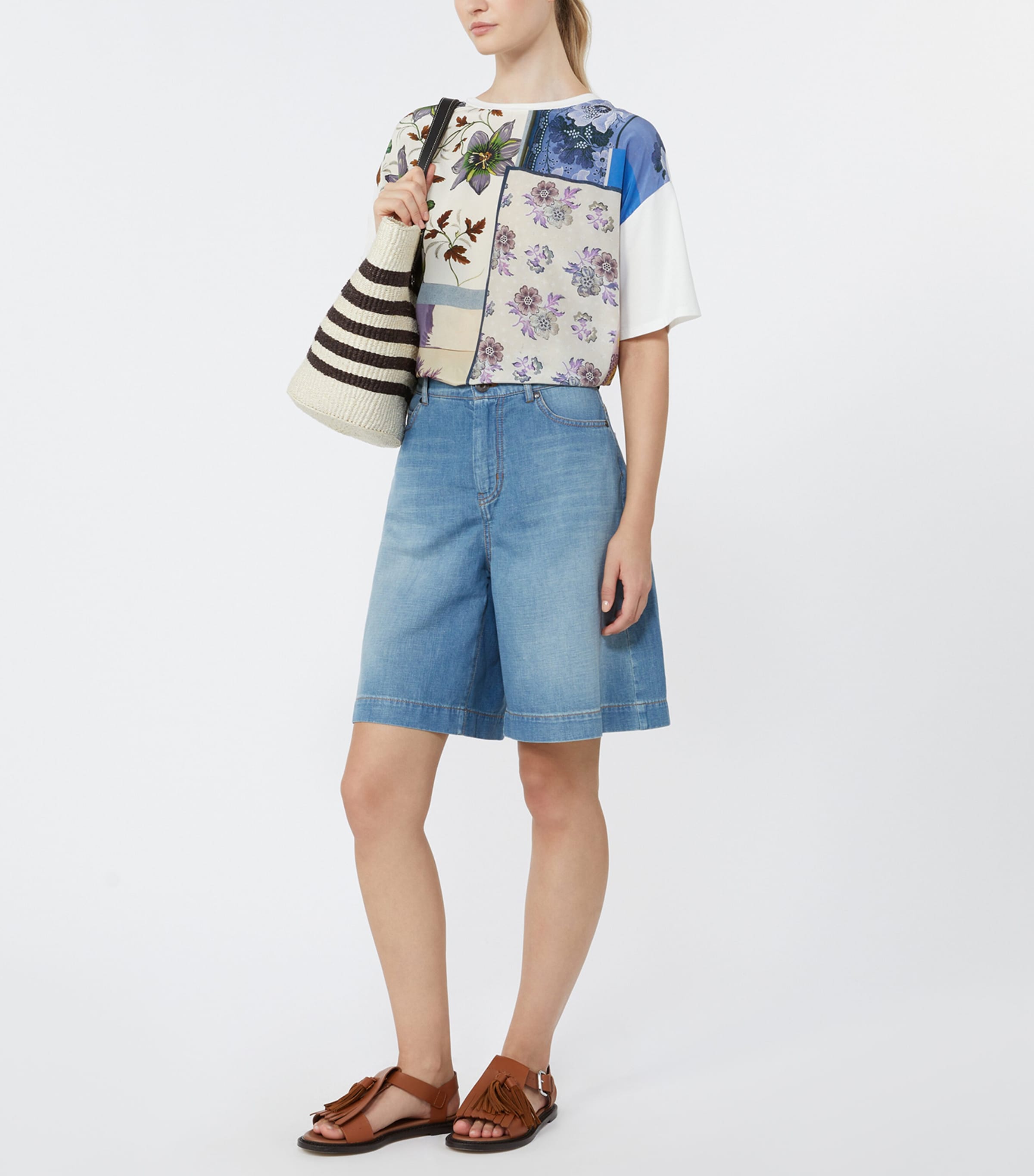 Weekend Max Mara Womens Cotton-Silk Floral T-Shirt Multicolour Image 2