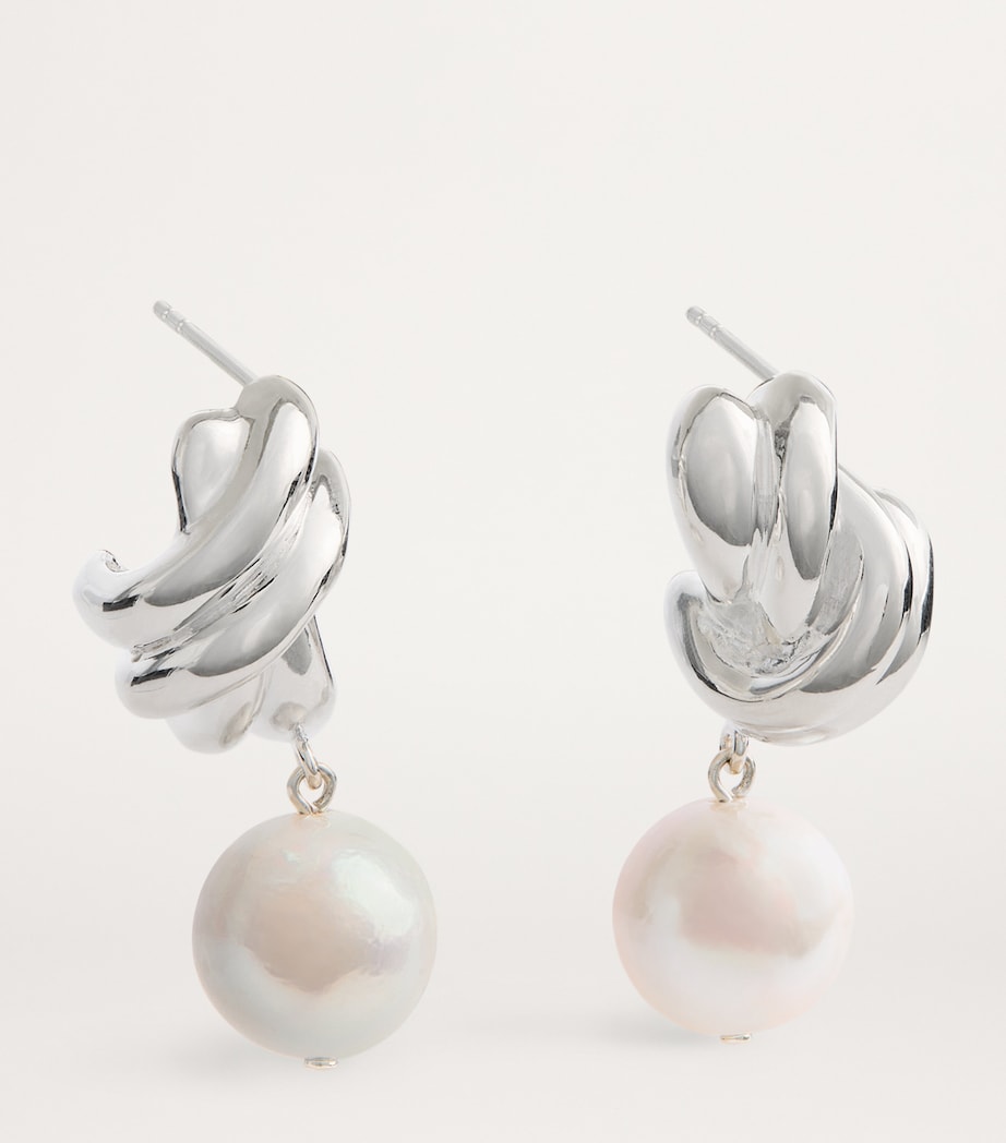 Sterling Silver and Freshwater Pearl Drop Earrings SILVER Image 3