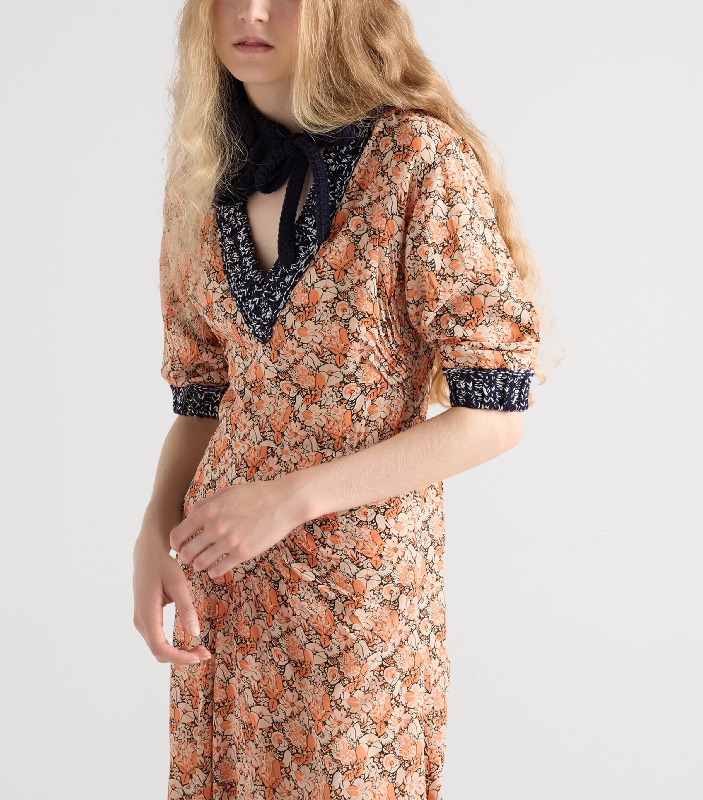 Silk-Blend Georgette Midi Dress F0075 Image 3