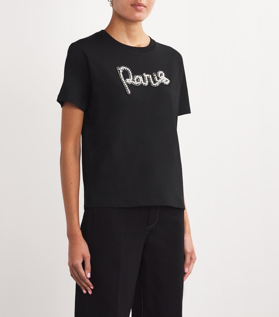 Cotton Paris-Embellished T-Shirt BLACK Image 3