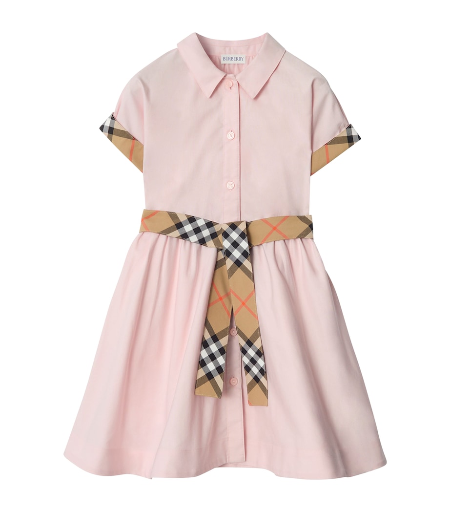 Cotton Check-Trim Shirt Dress (3-12 Years) ICE PINK Image 1