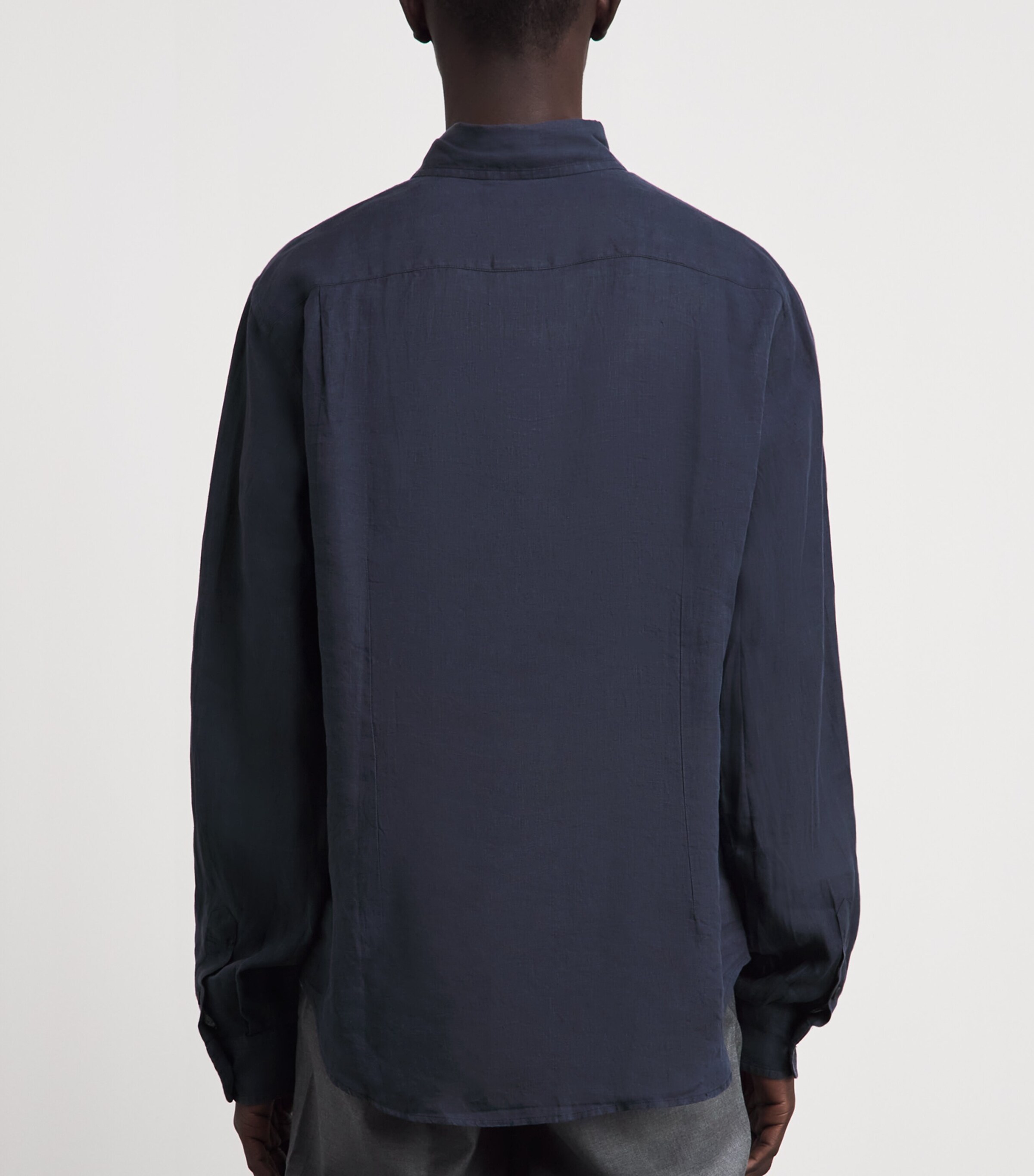 Sease Mens Hemp Long-Sleeve Shirt Navy Blue Image 5
