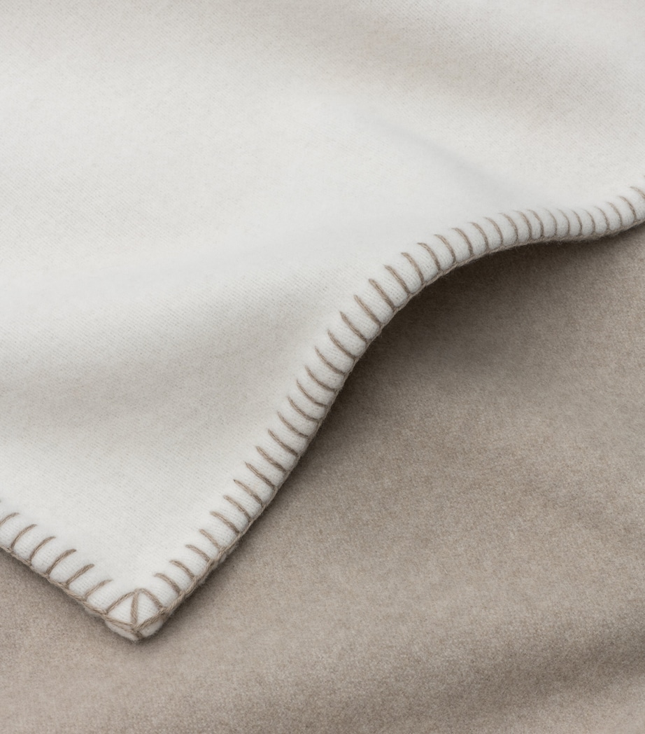Wool-Cashmere Reversible Filt Blanket (140cm x 180cm) ECRU/NATURAL Image 2