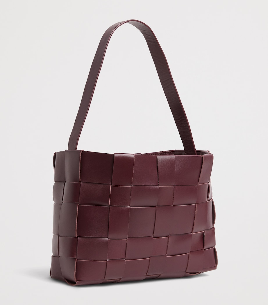 Mini Leather Woven Tote Bag PLUM Image 3