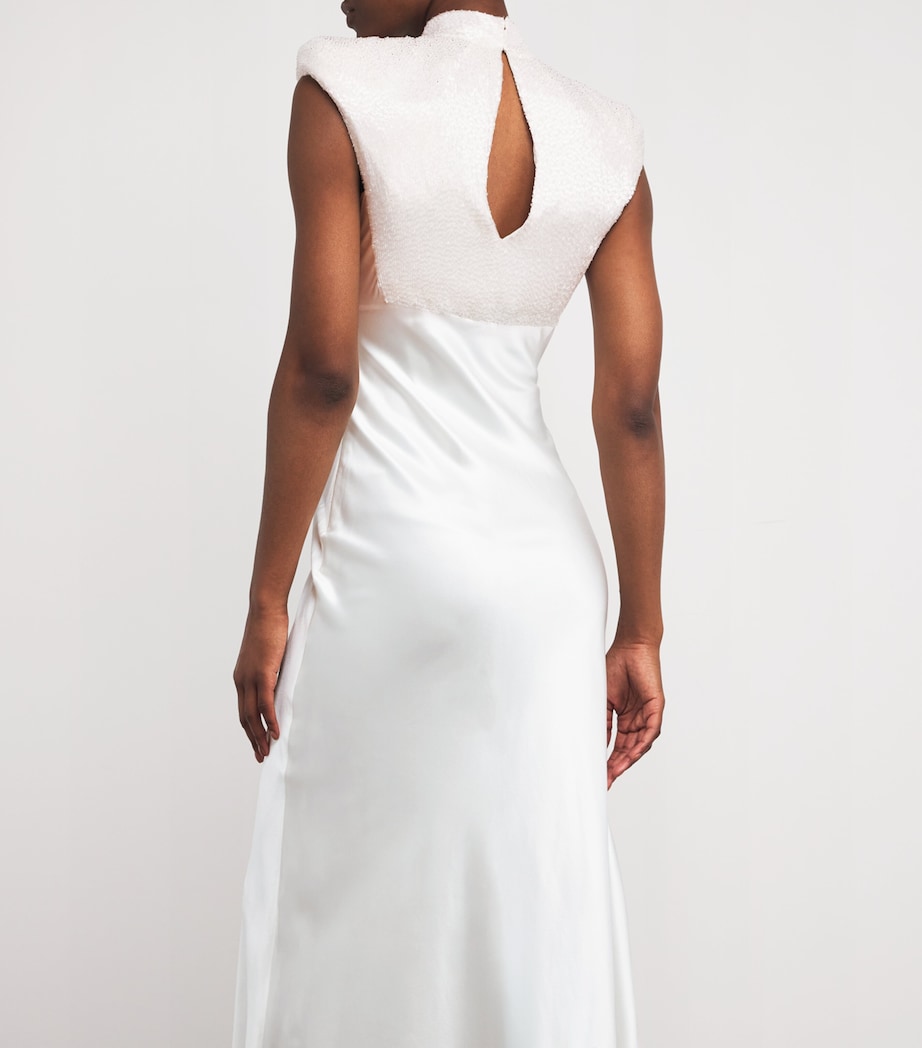 Satin Devotion Maxi Dress 2038 VANILA WHT BDNG Image 6