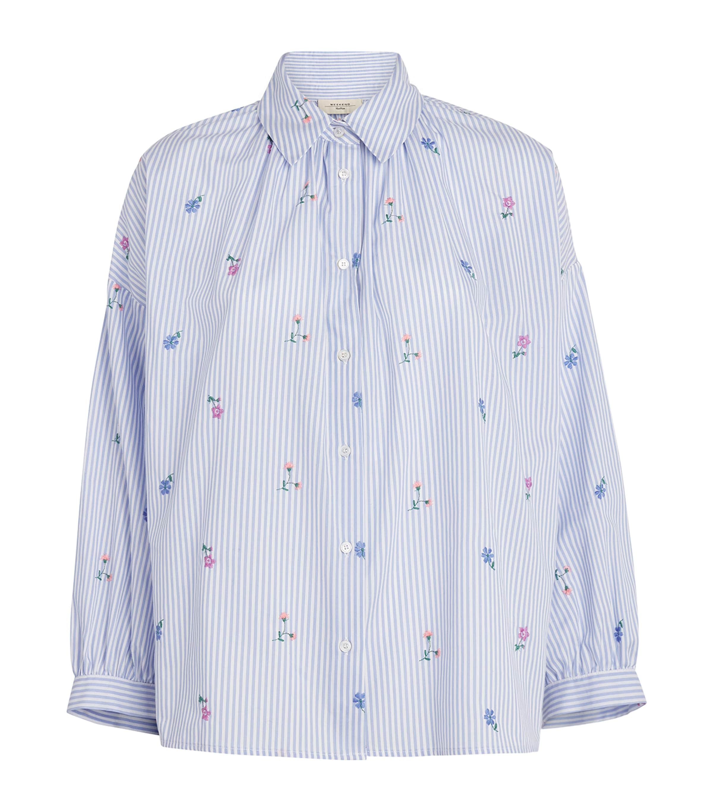 Weekend Max Mara Womens Cotton Embroidered Shirt Light Blue Image 1