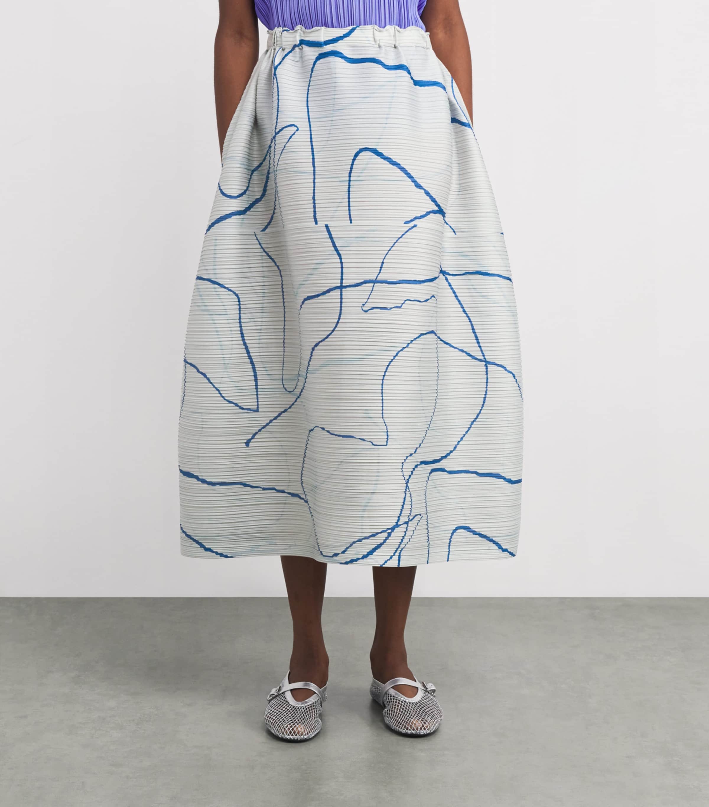 Printed Pause Midi Skirt GREY Image 3