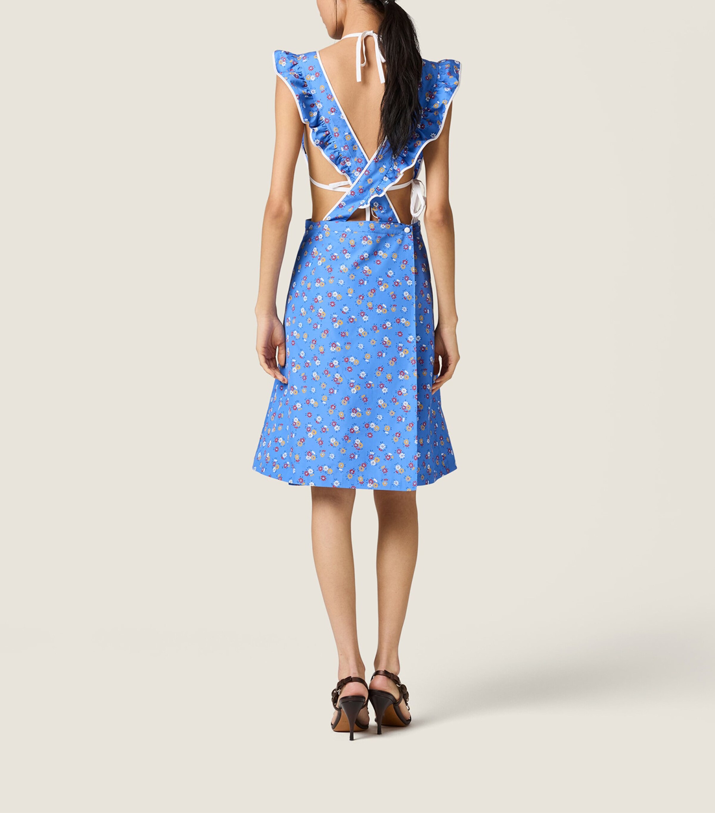 Miu Miu Womens Cotton Floral Pinafore Midi Dress Image 3