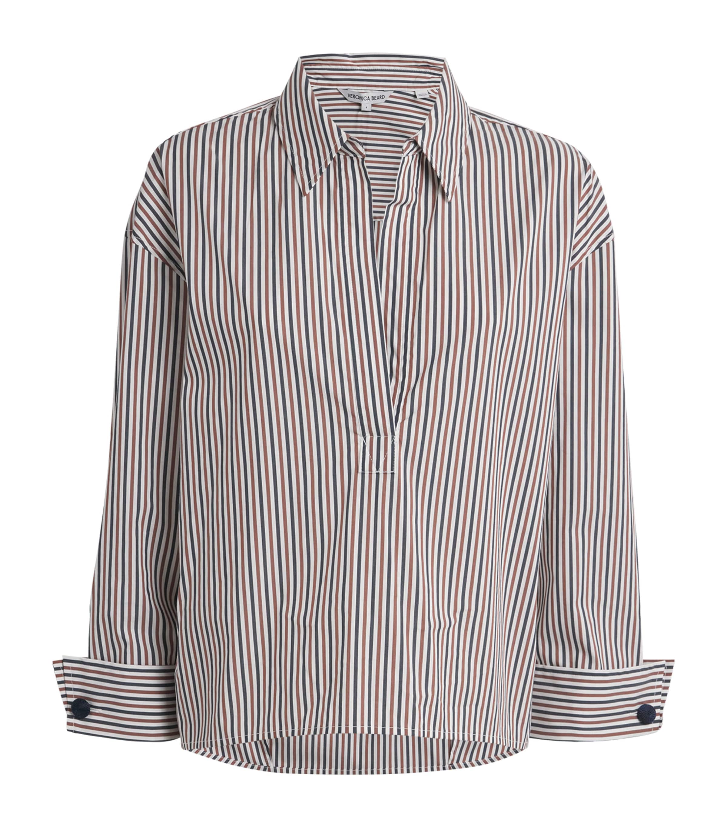 Veronica Beard Stripe Draymond Shirt In Blue