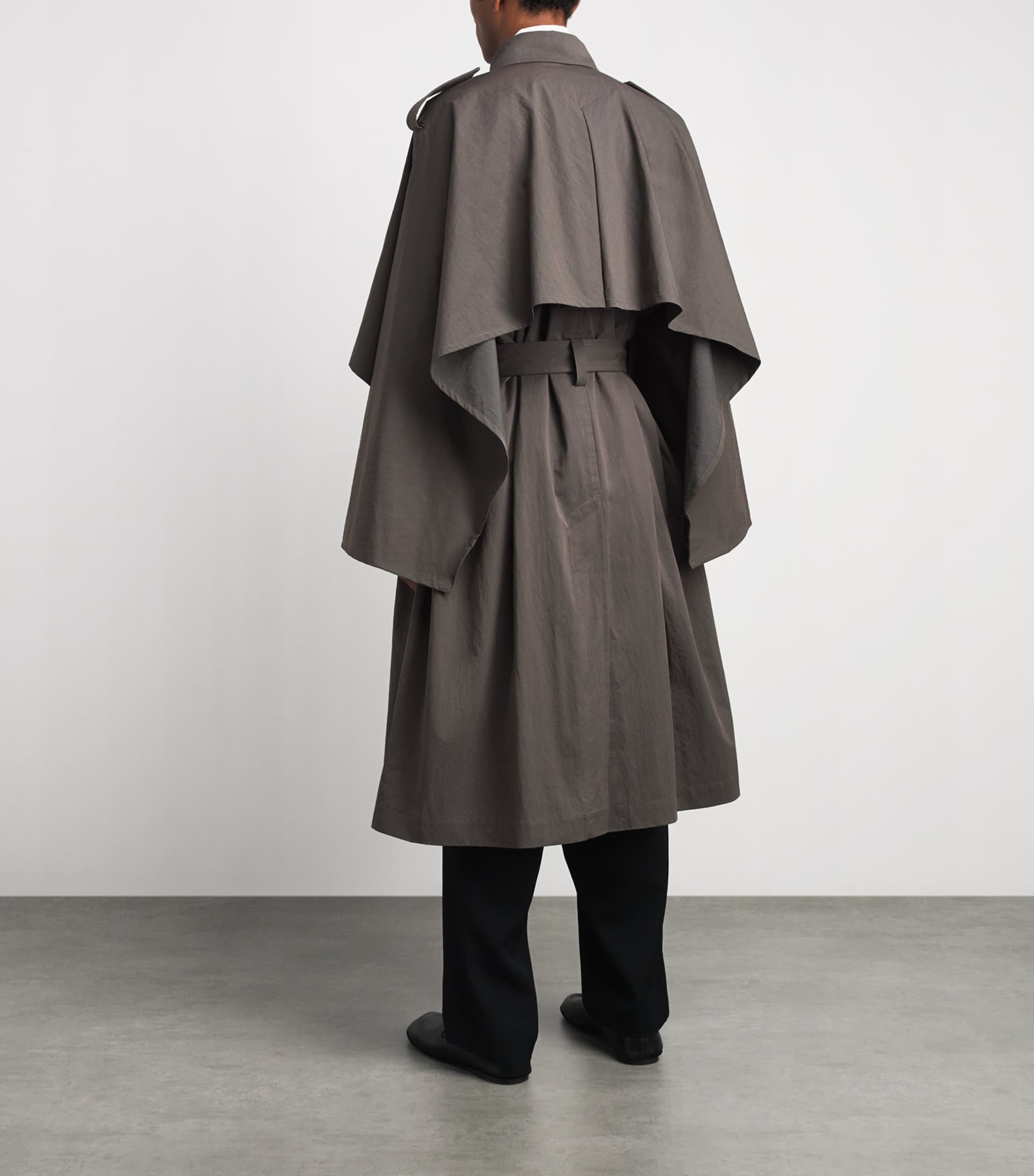 IM MEN Mens Overlap Trench Coat Brown Image 5