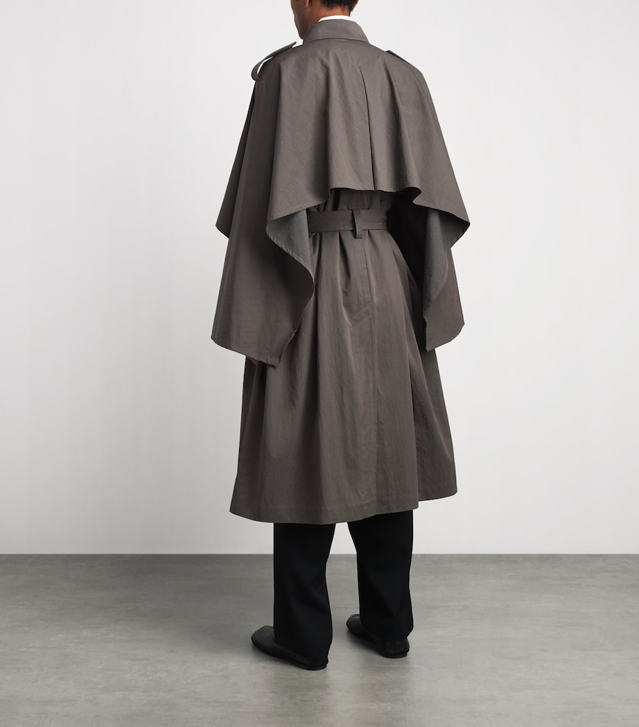 IM MEN Mens Overlap Trench Coat Brown Image 5