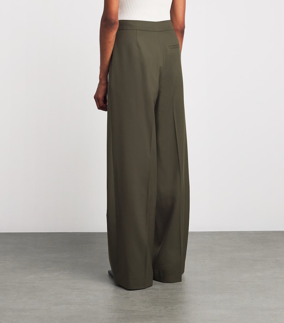 Wool Wide-Leg Trousers OLIVE GREEN Image 4