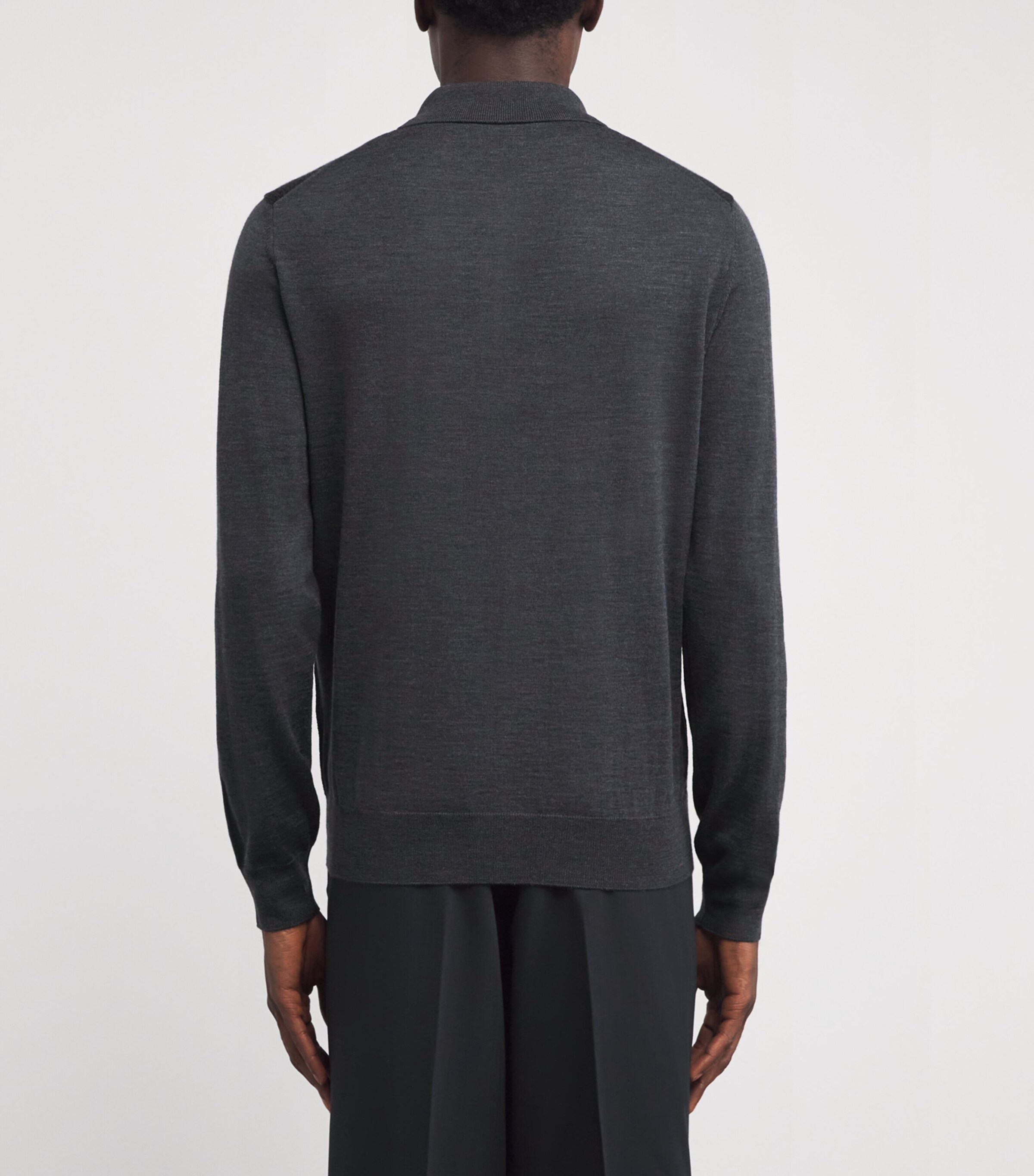 Wool Knit Zip Polo Sweater 13 GREY Image 4
