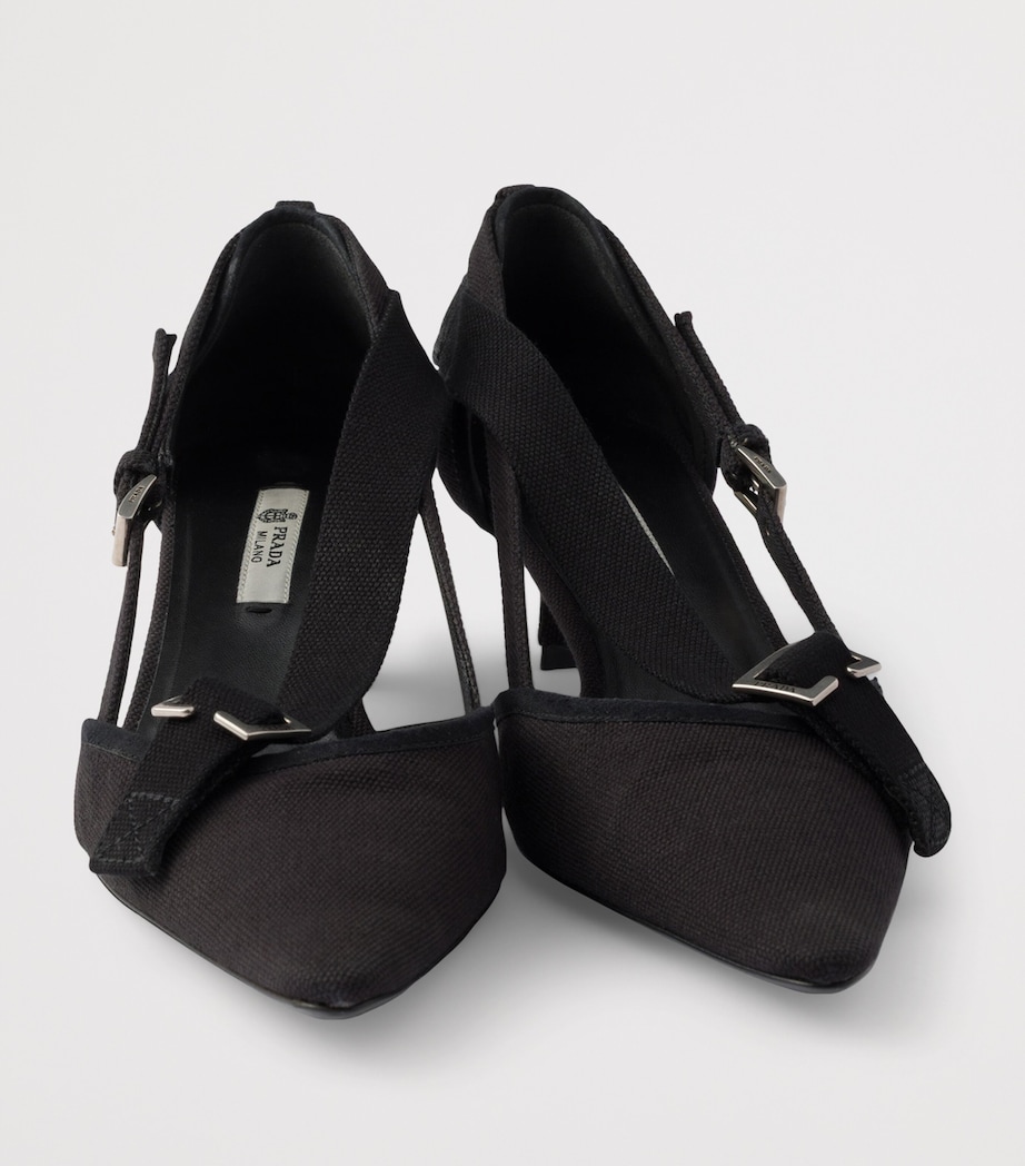 Prada Canvas Buckle-Detail Pumps 45 Black Image 6