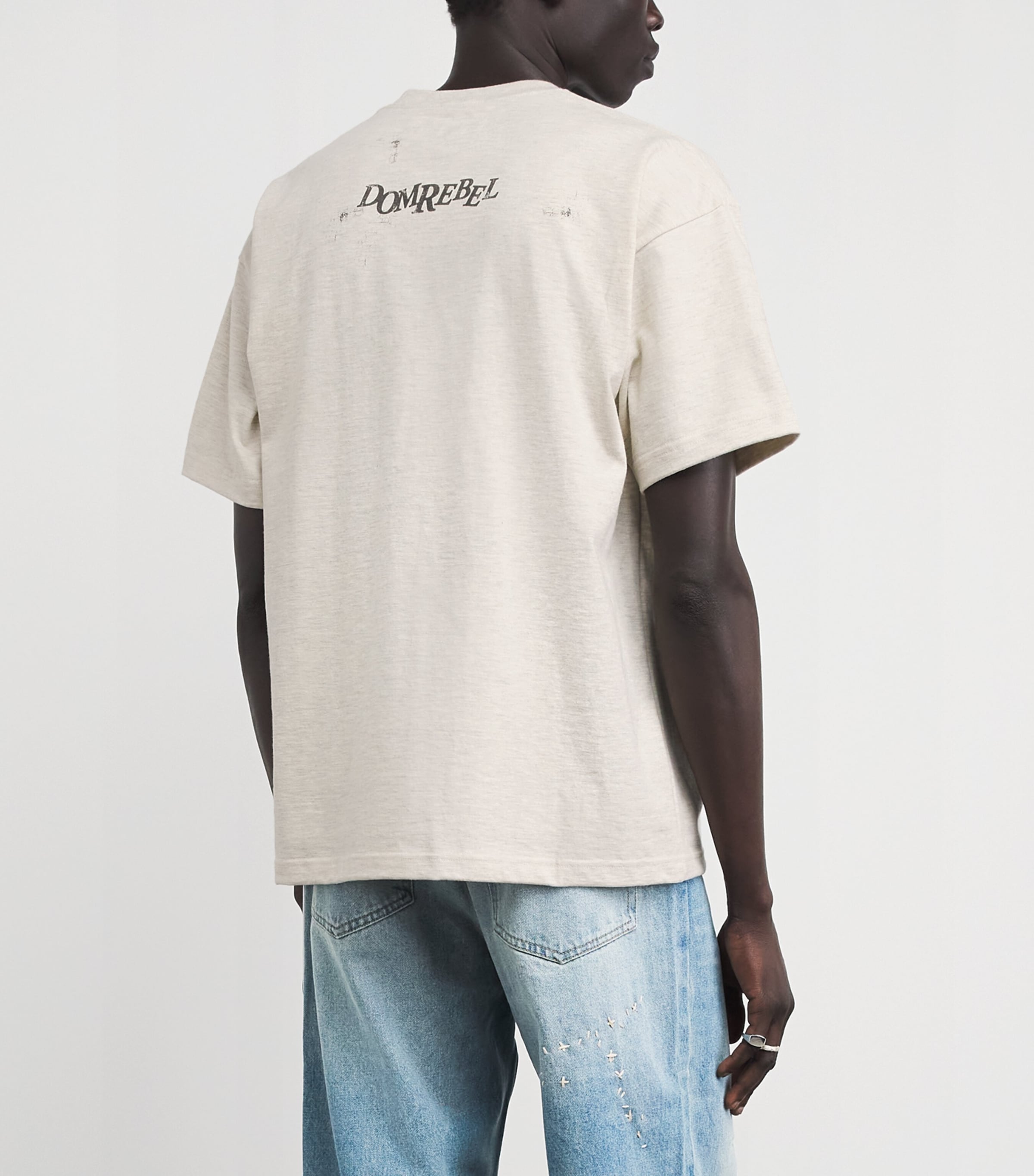 DOMREBEL Mens Cotton Sleeping Bear T-Shirt Greige Image 5