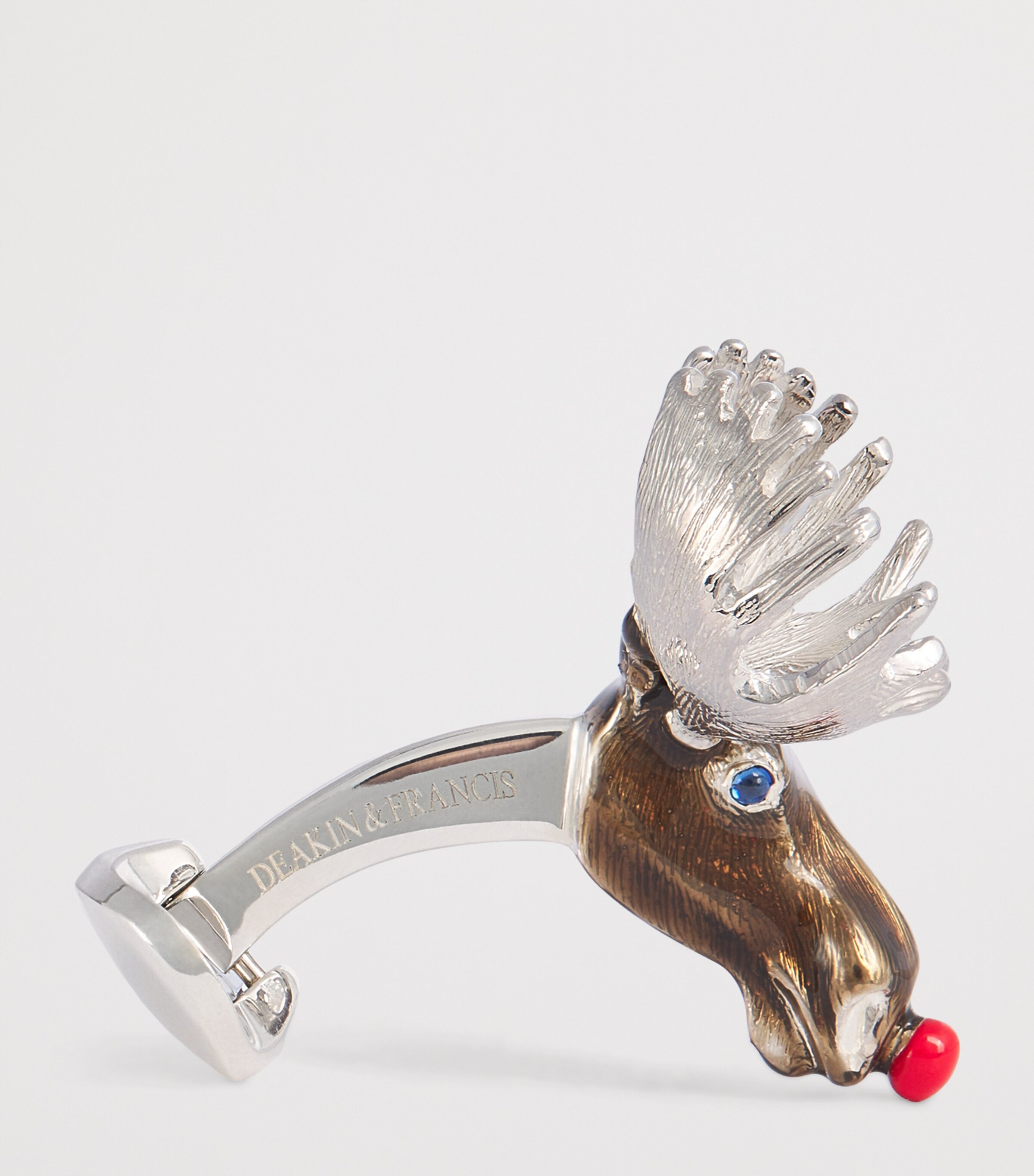 Deakin & Francis Sterling Silver Christmas Moose Cufflinks Brown Image 4
