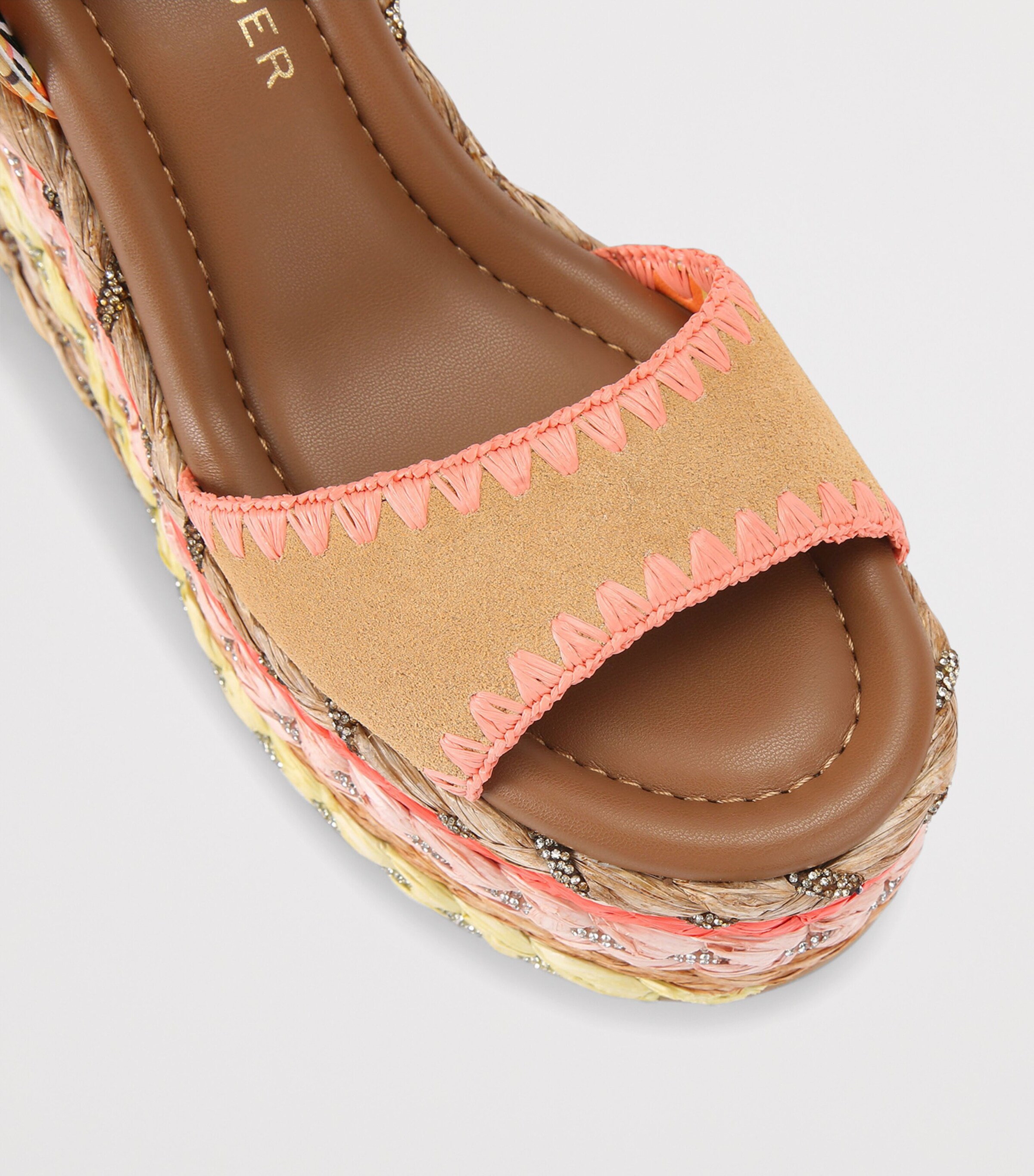 Kurt Geiger London Suede Chelsea Scarf Wedge Heel Mustard Image 3