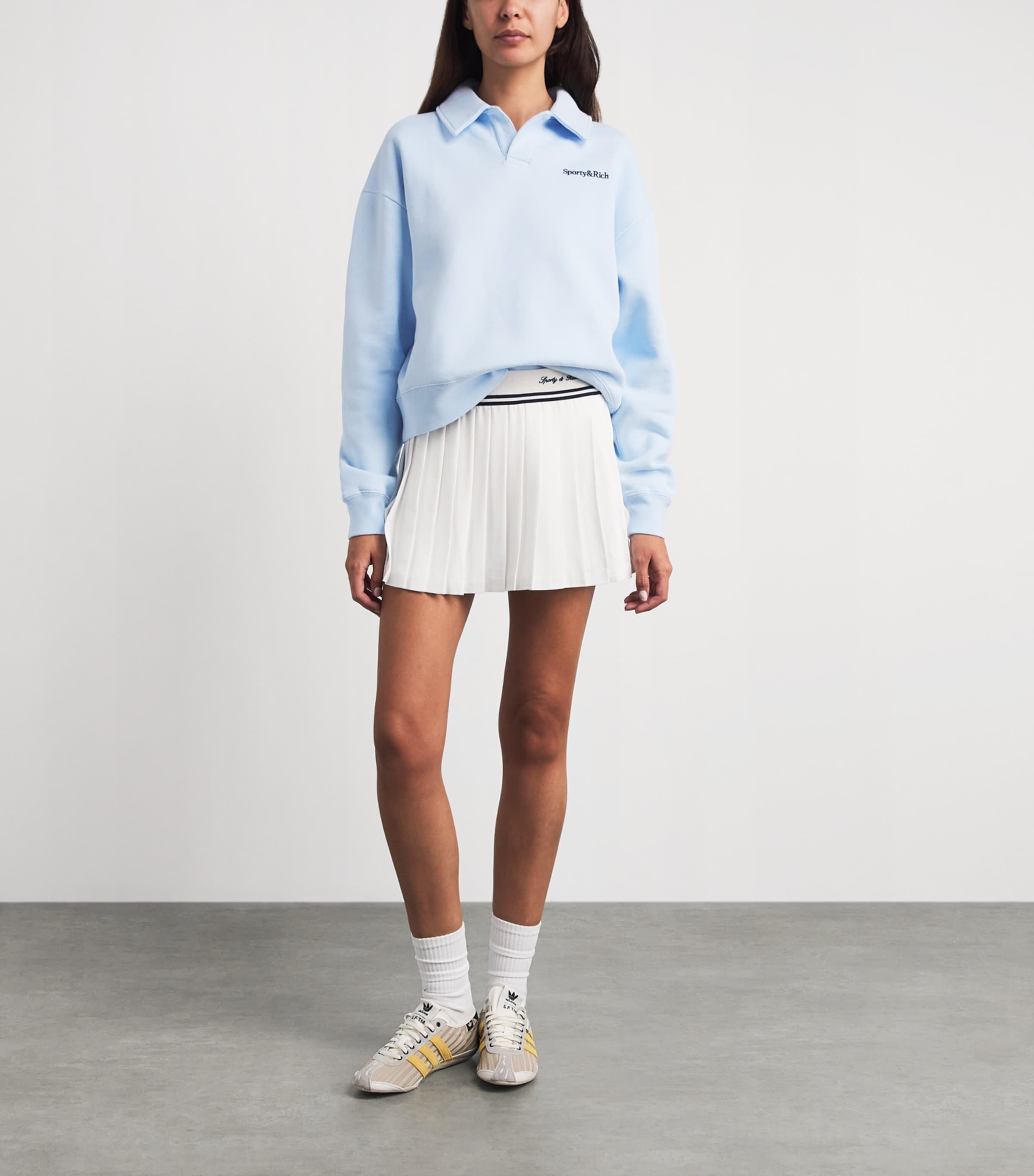 Sporty & Rich Womens Cotton Serif Polo Sweatshirt Ciel Navy Image 2