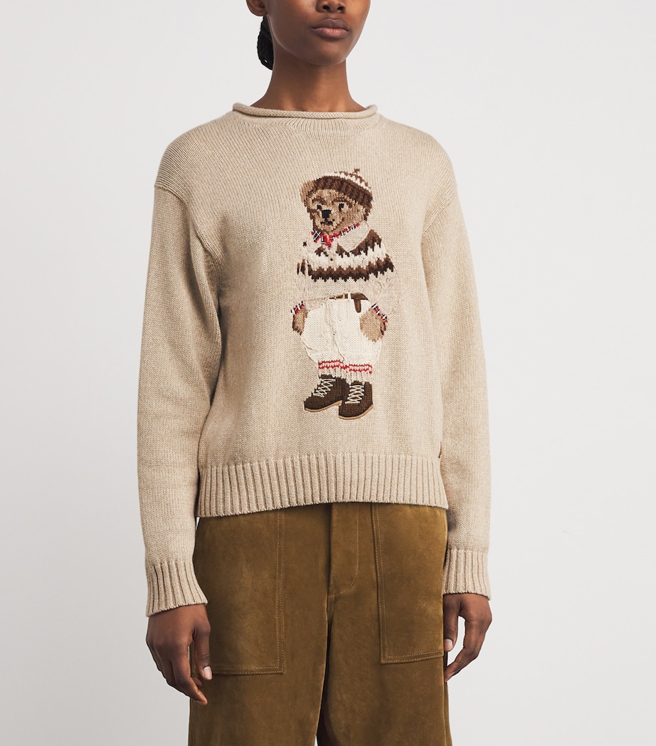 Polo Ralph Lauren Womens Cotton Polo Bear Sweater Dark Almond Marl Image 3