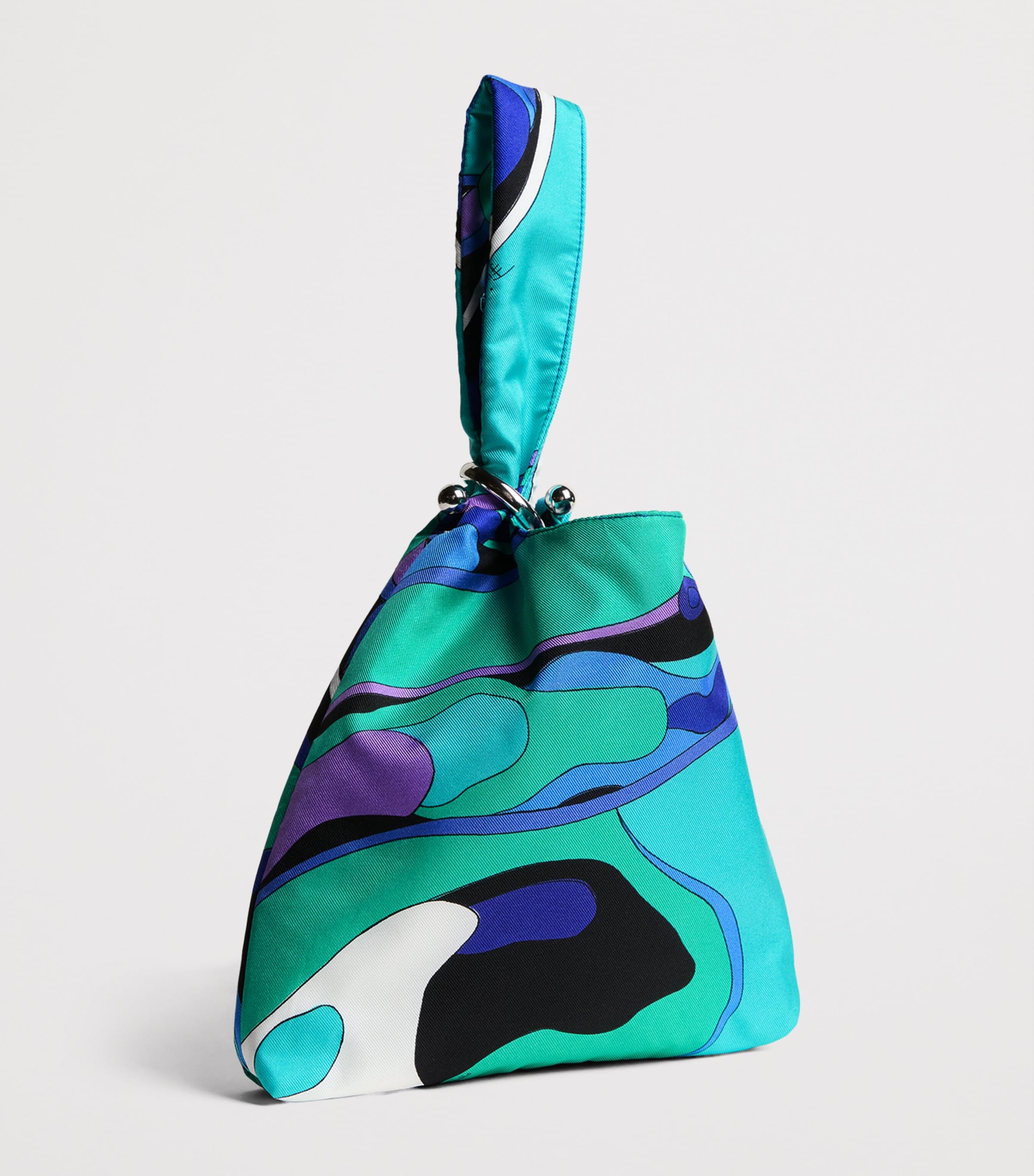 PUCCI Silk Orchidee Top-Handle Bag Turquoise Image 3