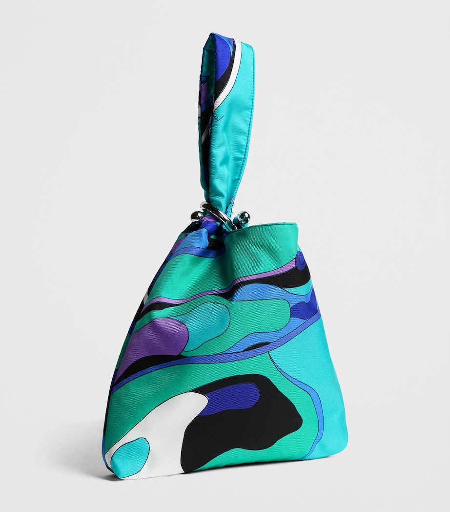PUCCI Silk Orchidee Top-Handle Bag Turquoise Image 3