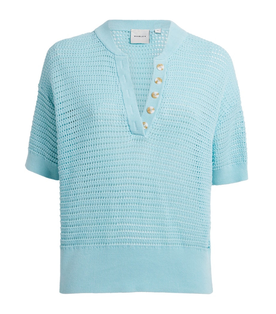 Varley Womens Knitted Callie Top Porcelain Blue Image 1
