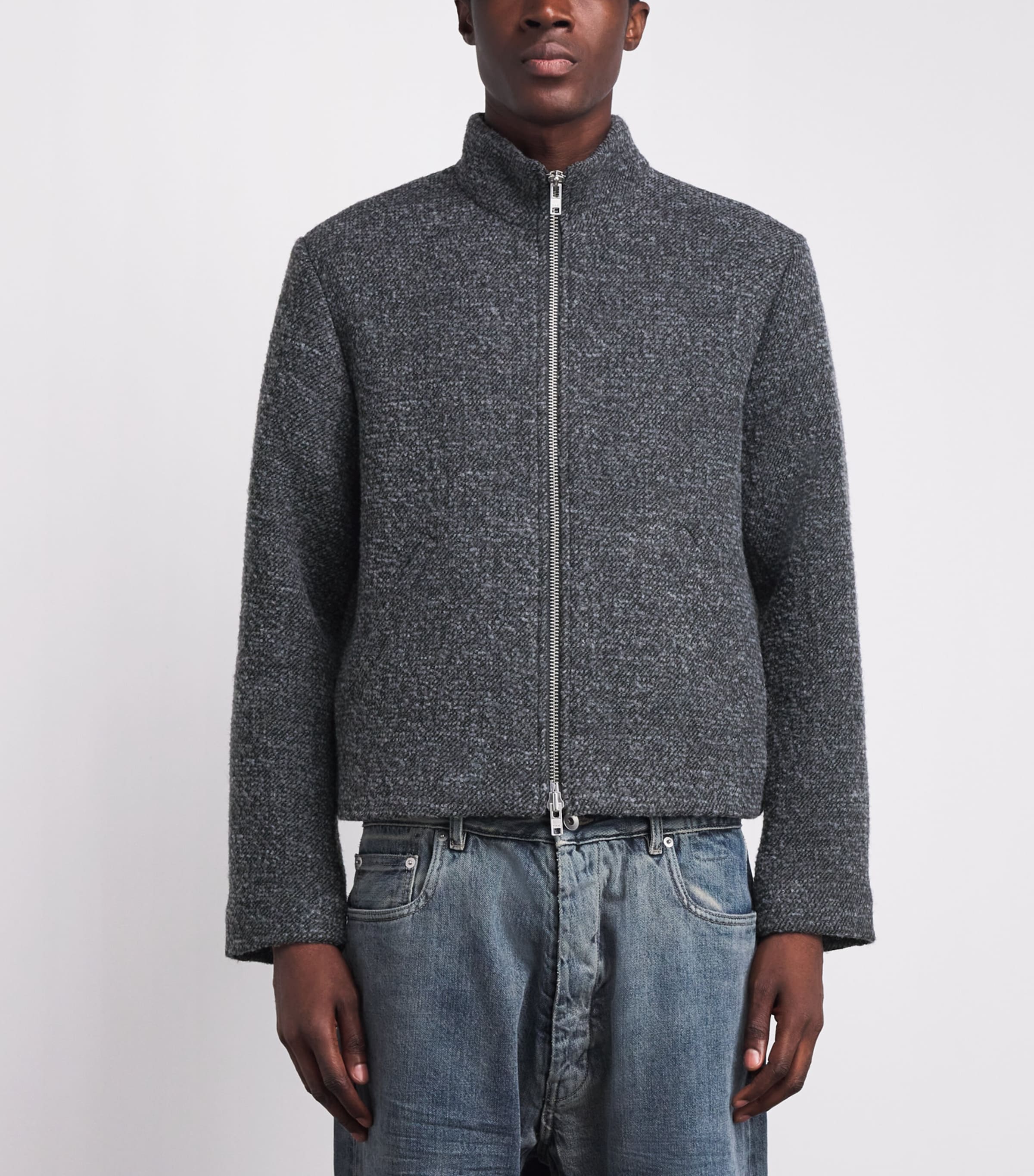 Won Hundred Mens Bouclé Dante Shacket Granite Gray Comb. Image 4