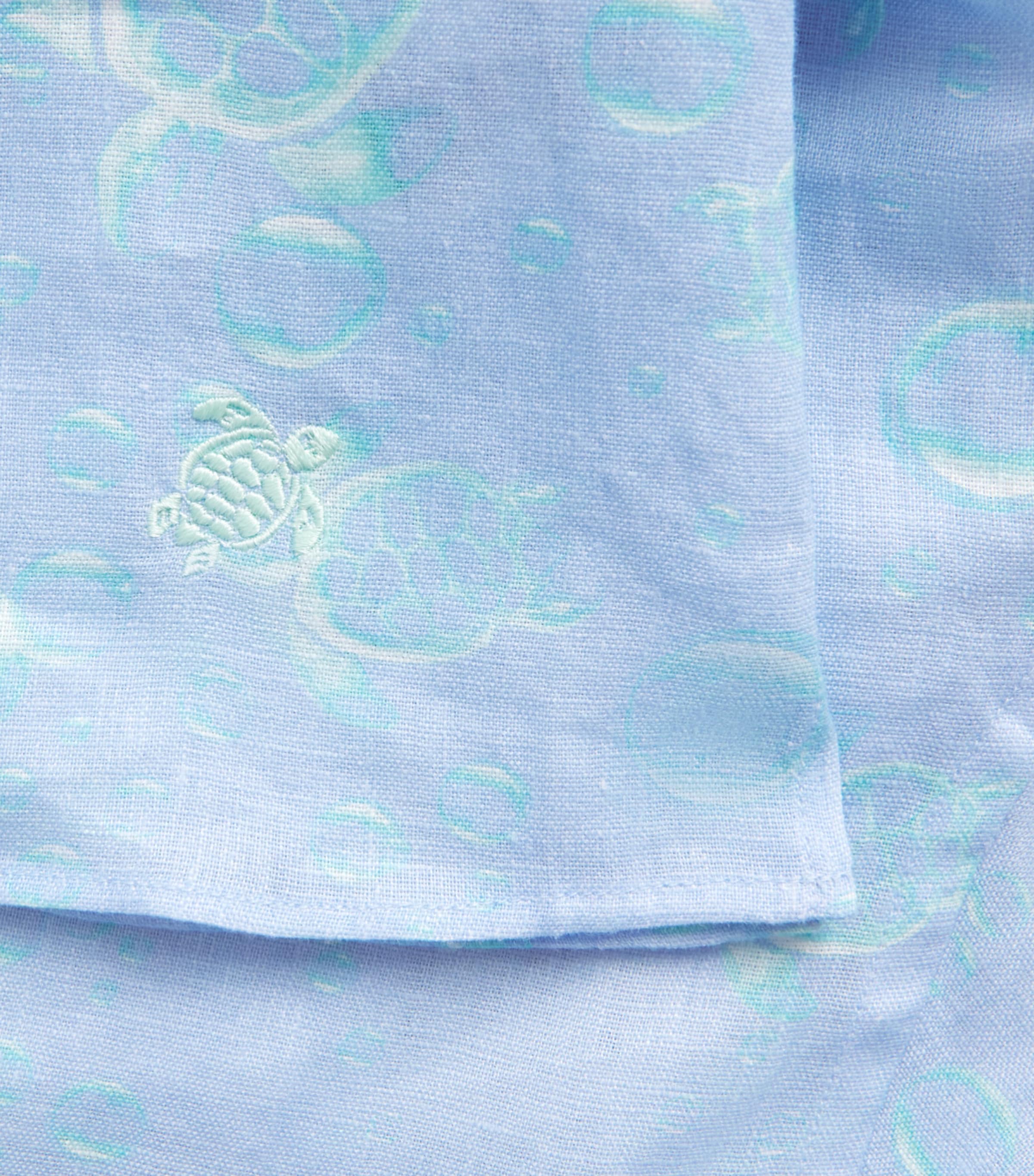 Vilebrequin Mens Linen Bubble Turtle Print Charli Shirt Cloudy Image 6