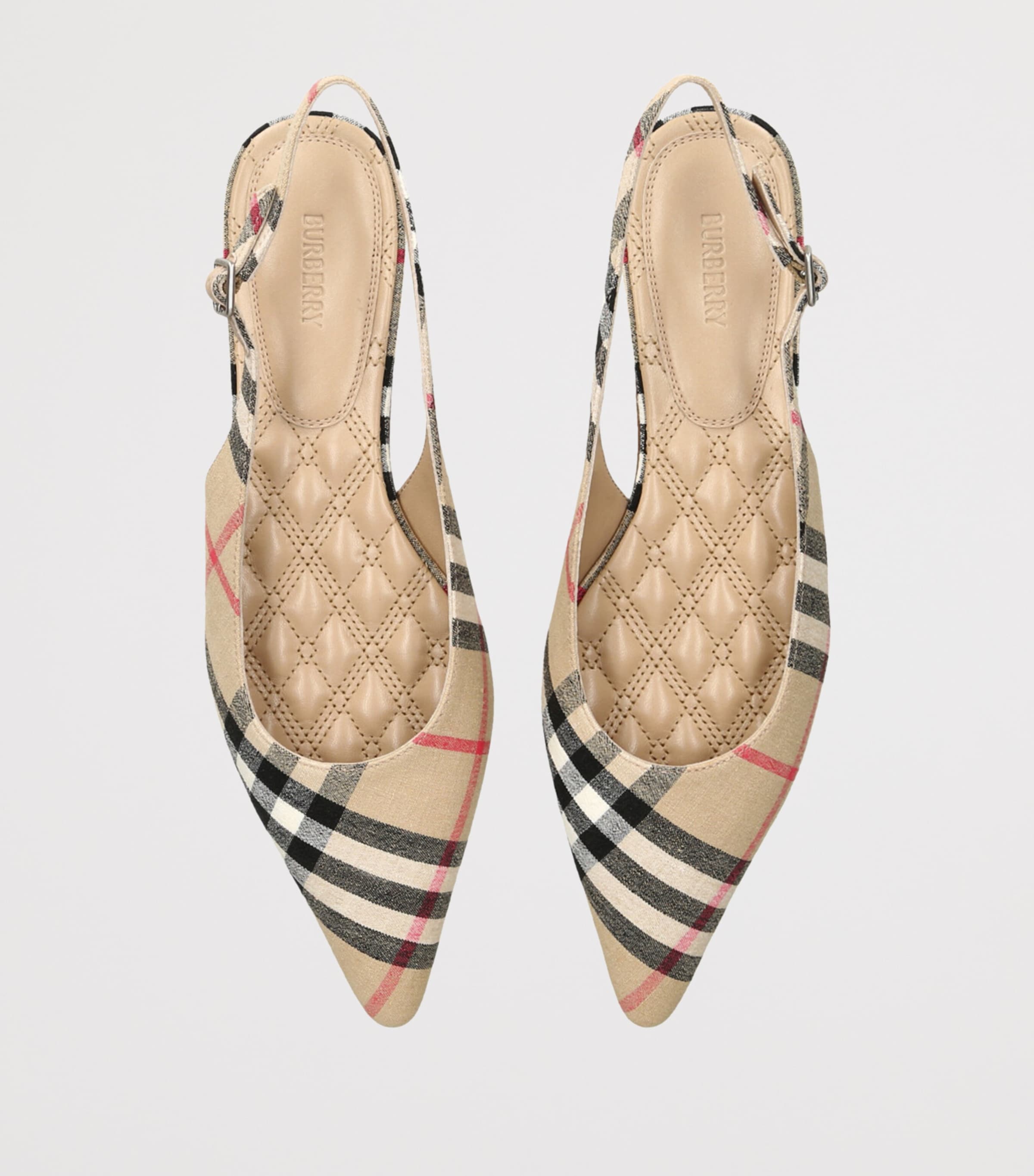 Burberry LF Dame Slingback Flats Tan Comb Image 4
