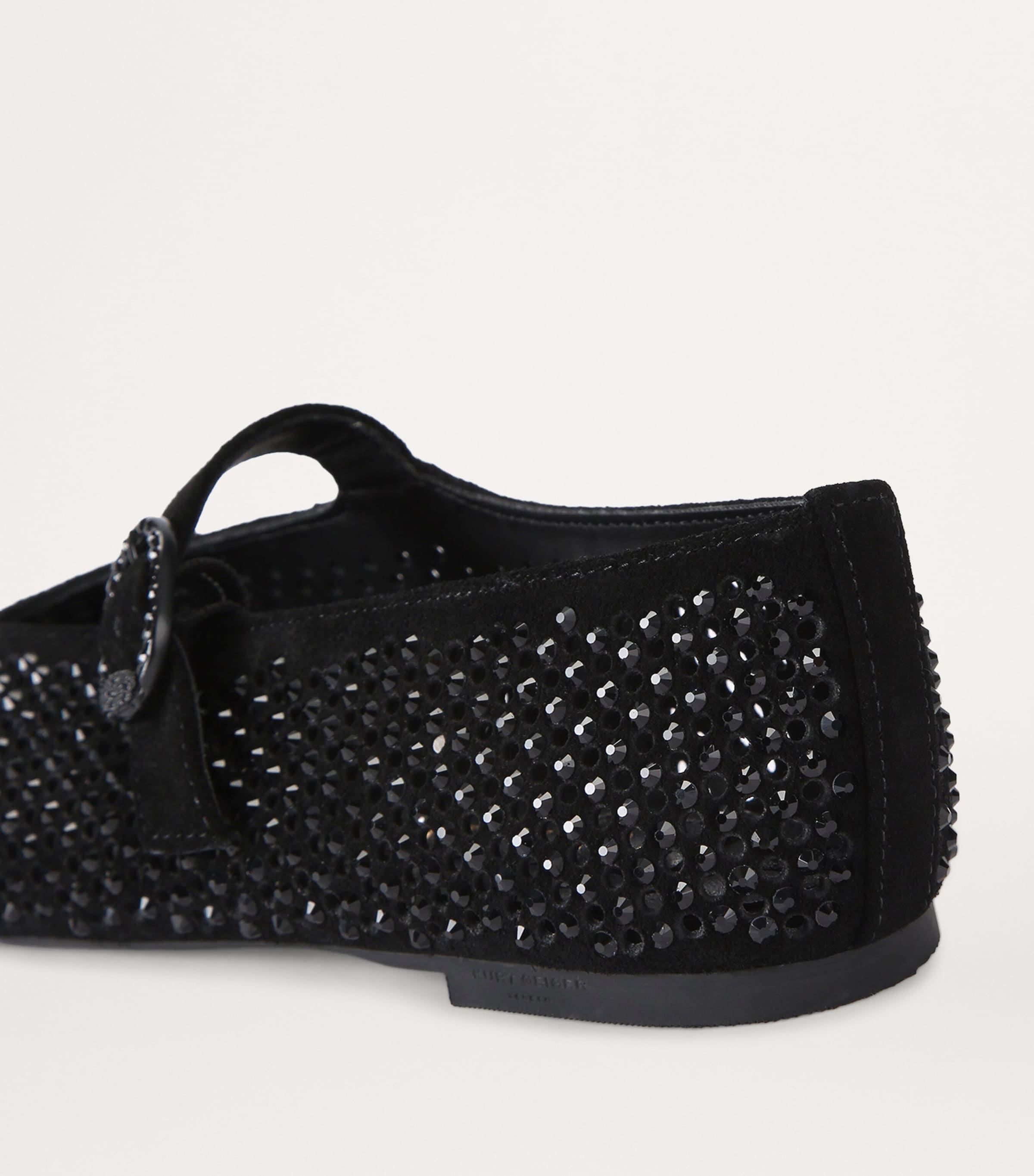 Kurt Geiger London Suede Embellished Mayfair Ballet Flats Black Image 2