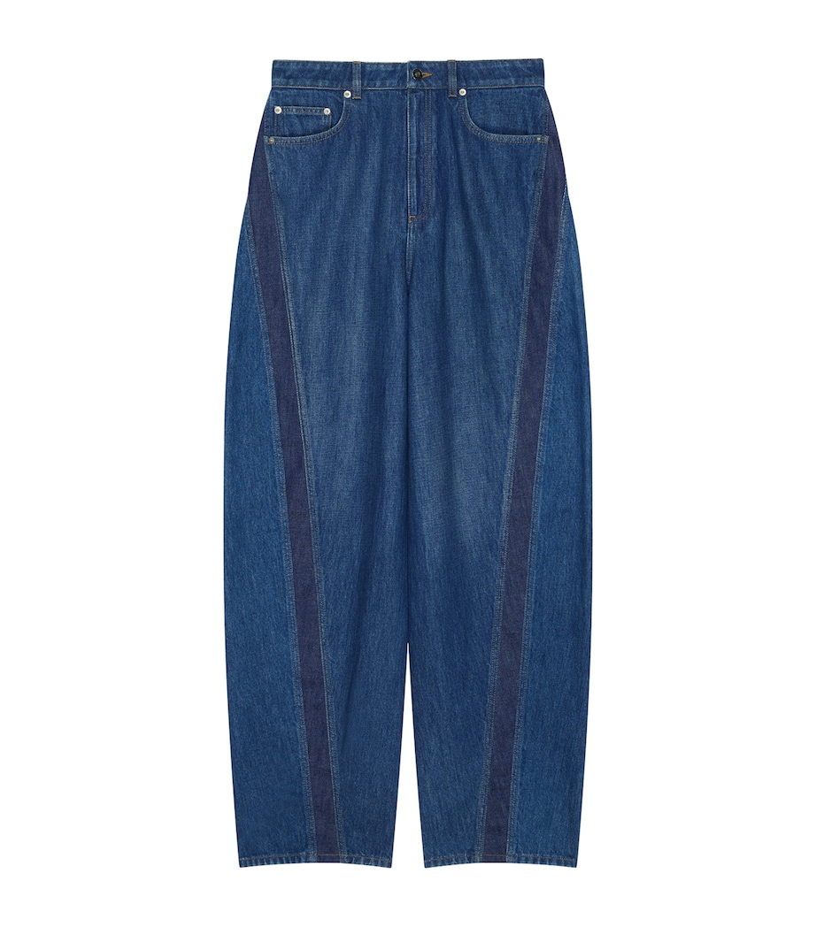 Givenchy Womens Two-Tone Cocoon Wide-Leg Jeans Image 1
