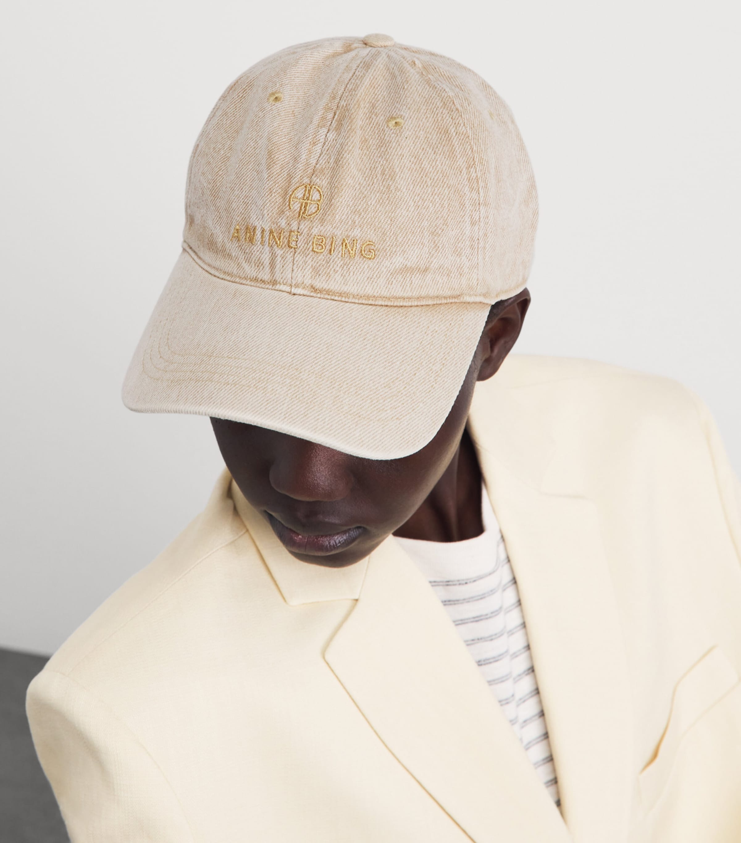 ANINE BING Denim Jeremy Logo Baseball Cap Yellow Image 2