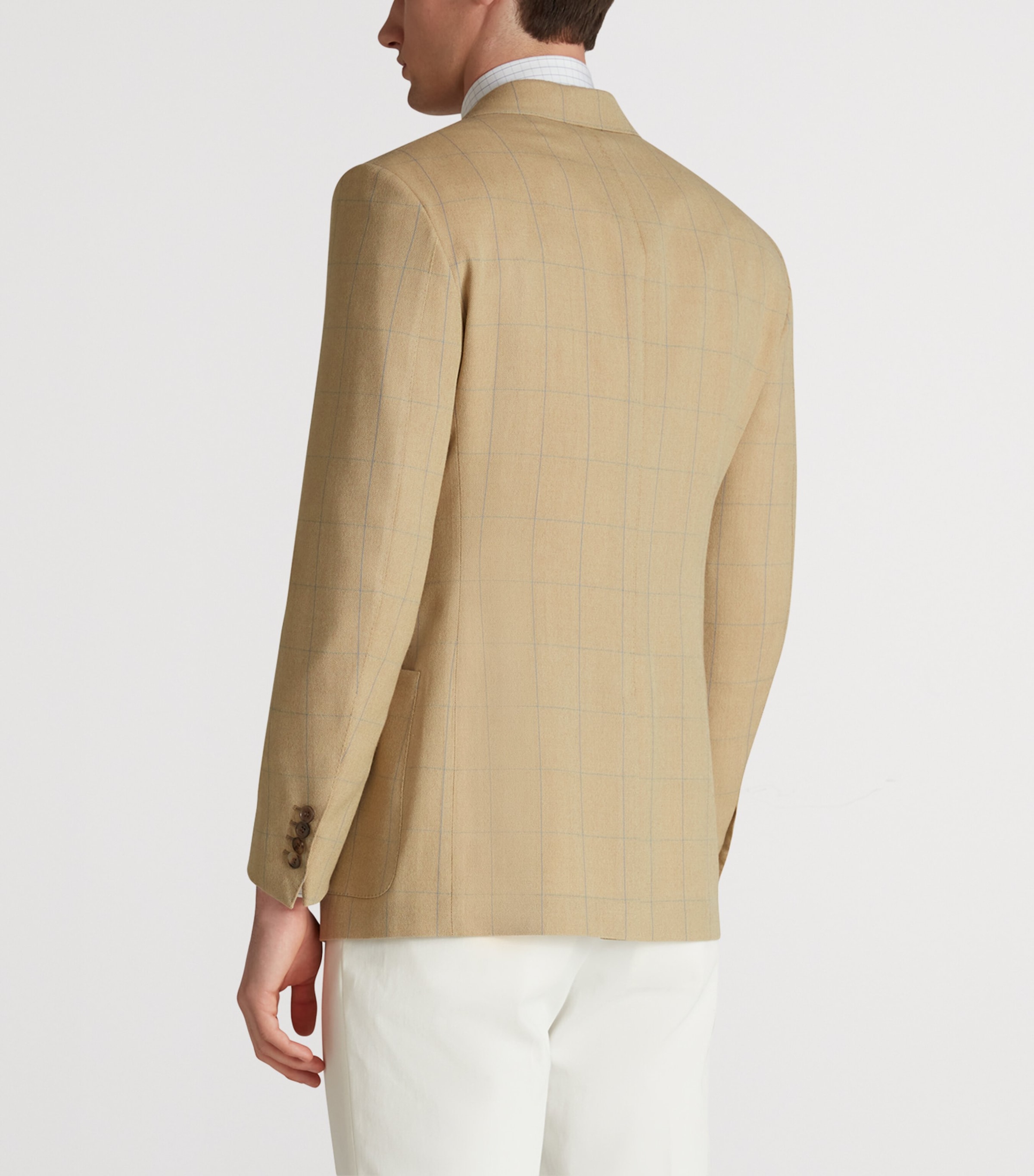 Wool Twill Windowpane Check Bourdon Blazer 742PASTEL YELLOW Image 4