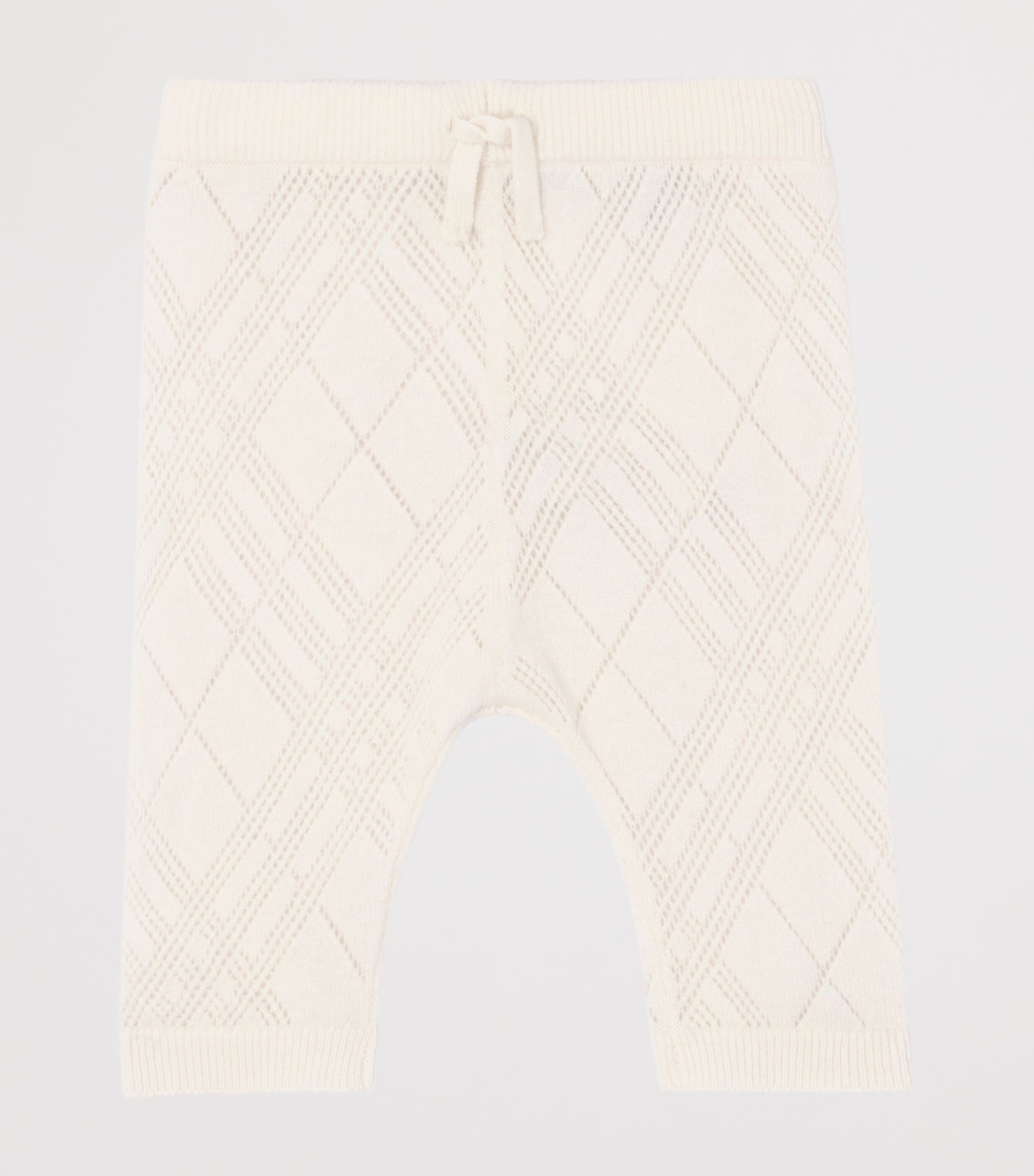 Burberry Kids Cashmere Check Cardigan and Trouser Set (1-18 Months) Ivory Image 4