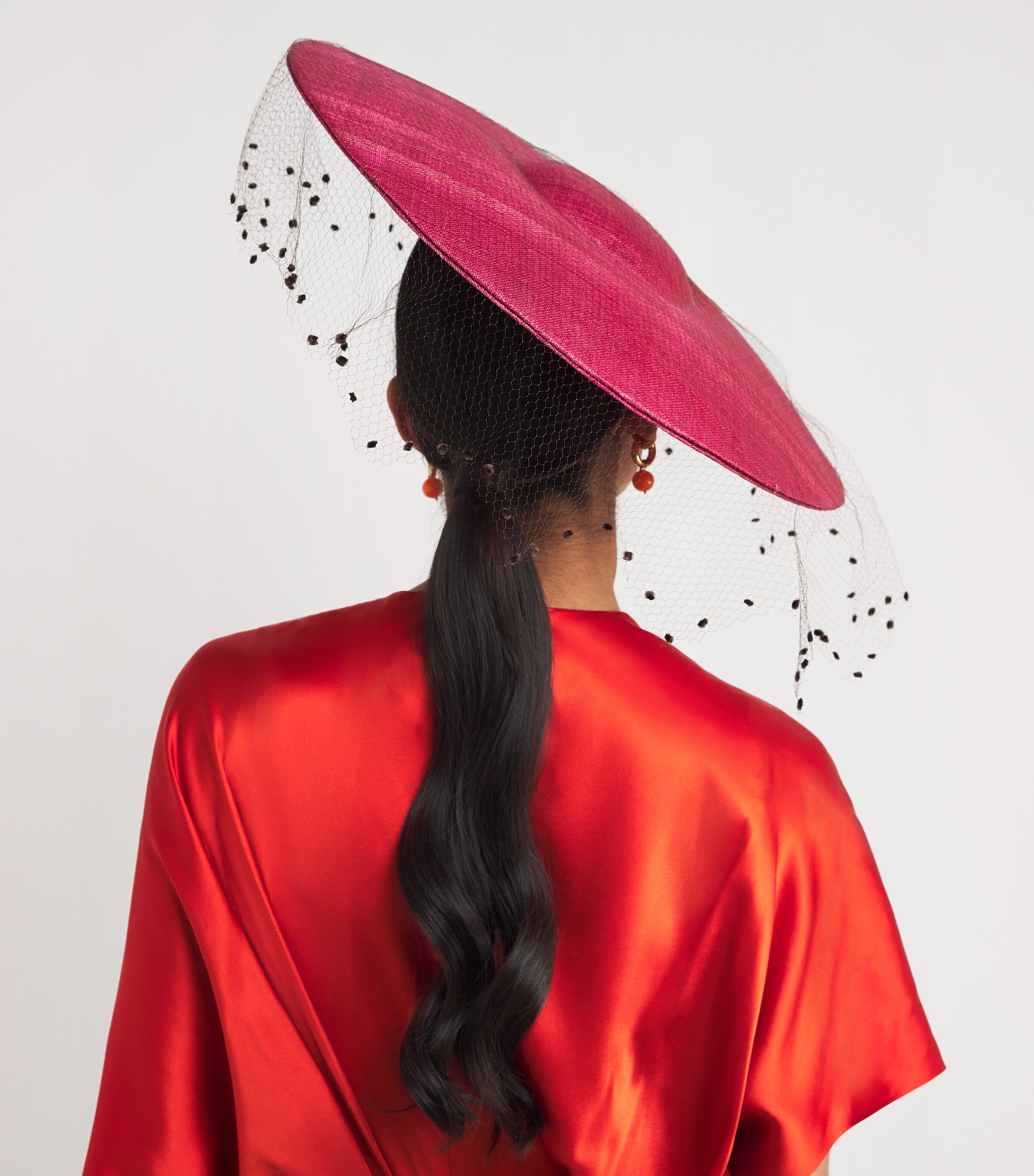 Veiled Hat Fascinator FUSCHIA Image 4