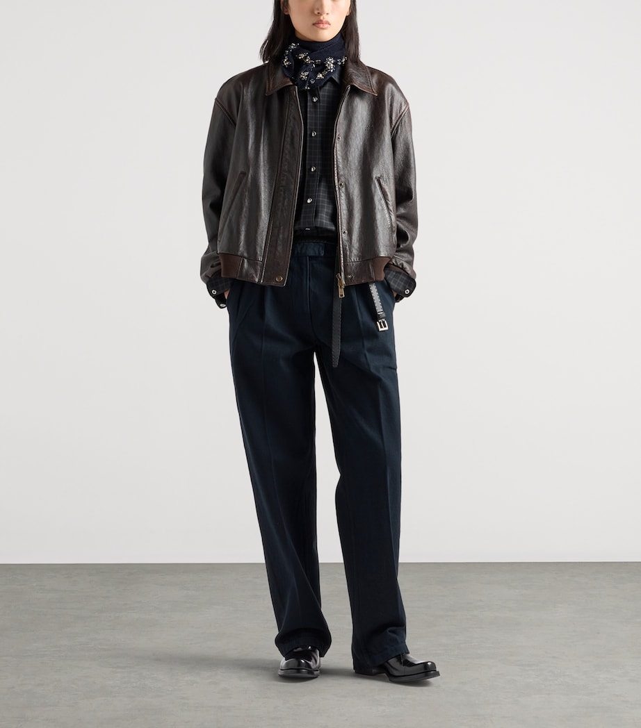 Prada Womens Wool Check Shirt Blue Image 2