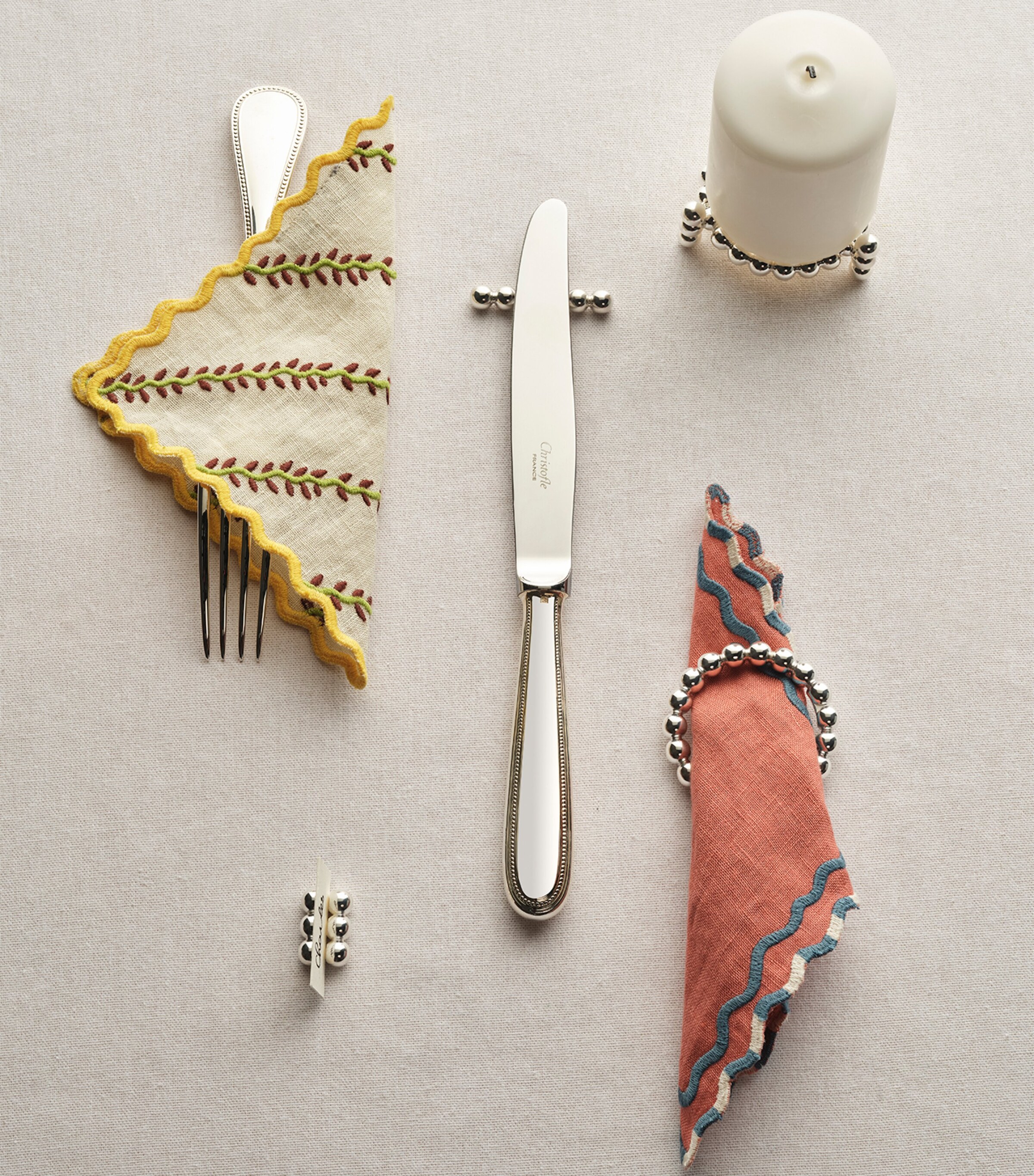 Christofle Set of 2 Silver-Plated Perles Napkin Rings Silver Image 4