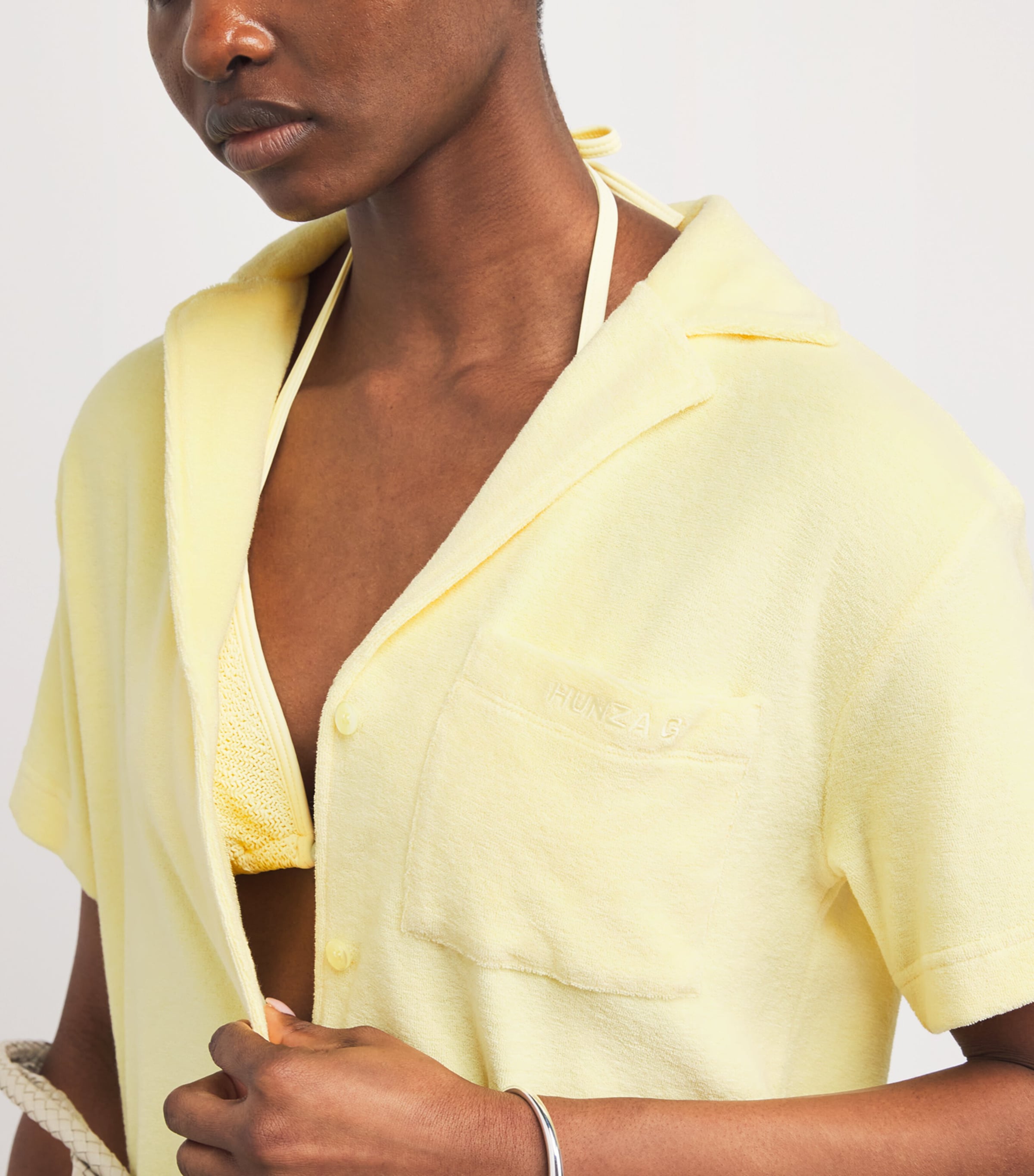 Hunza G Womens Towelling Resort Shirt Butter Image 3